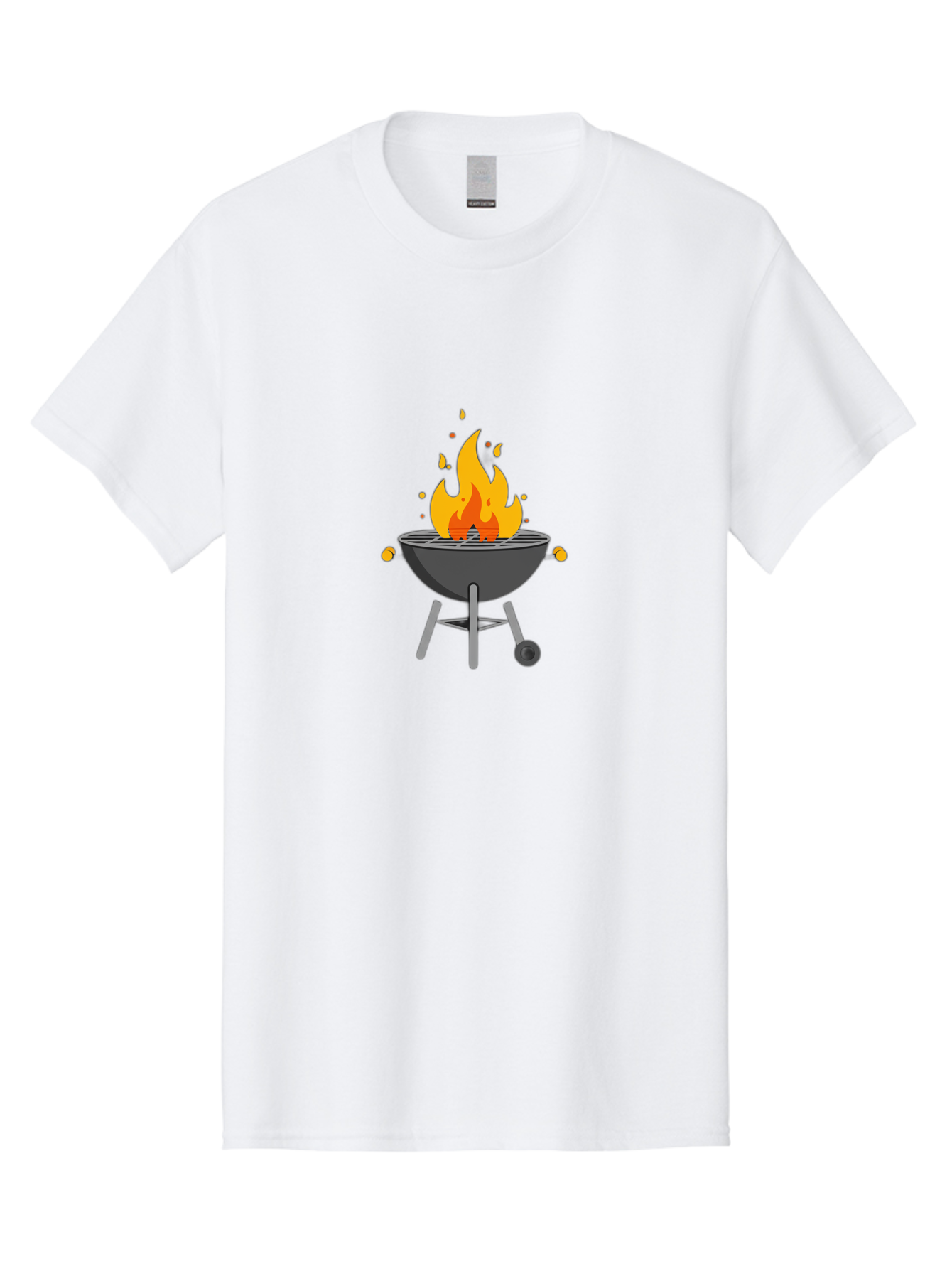 Flaming-Grill Men'S Graphic Tee, 100% Cotton, Comfortable Casual Summer Wear, Machine Washable, Charcoal Grill, Barbecue, Outdoor Cooking, Flame, Fire, Hot Coals, Grill Marks, Summer Fun, Backyard Gathering, Cooking Outdoors Bab909