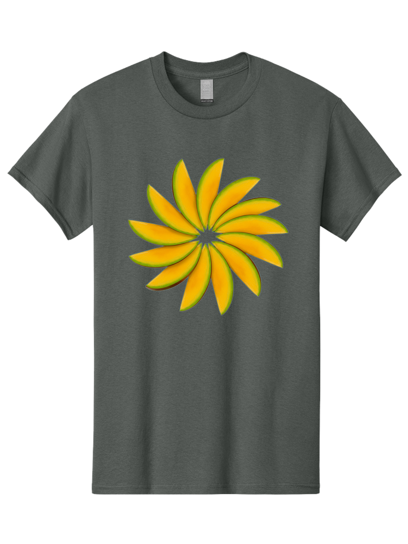 Flower Men'S Graphic Tee, 100% Cotton, Comfortable Casual Summer Wear, Machine Washable, Yellow Flower, Floral Design, Digital Art, Vibrant Petals, Graphic Illustration, Flower Graphic, Orange-Yellow Hues, Symmetrical Shape, Stylized Bloom Bab912