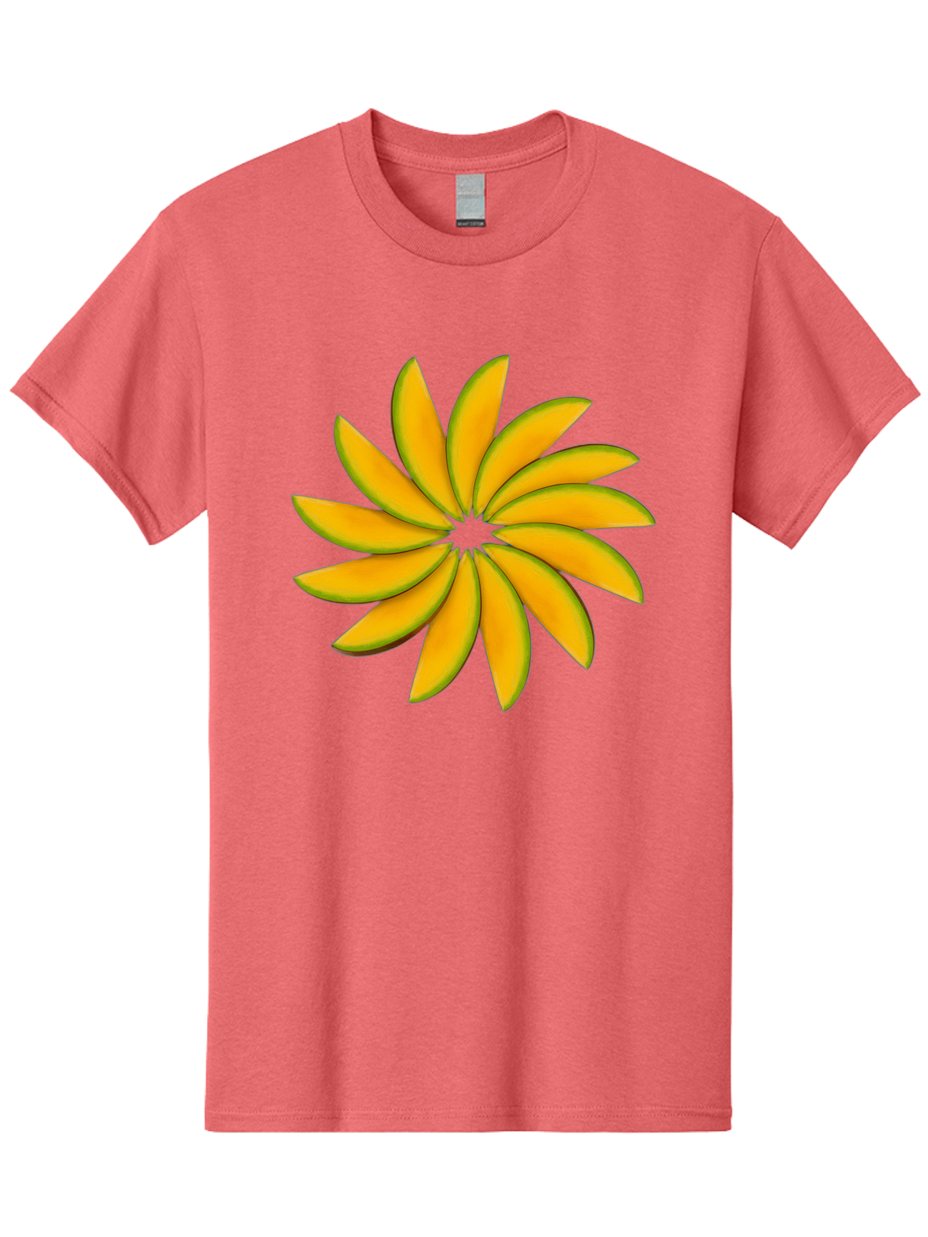 Flower Men'S Graphic Tee, 100% Cotton, Comfortable Casual Summer Wear, Machine Washable, Yellow Flower, Floral Design, Digital Art, Vibrant Petals, Graphic Illustration, Flower Graphic, Orange-Yellow Hues, Symmetrical Shape, Stylized Bloom Bab912