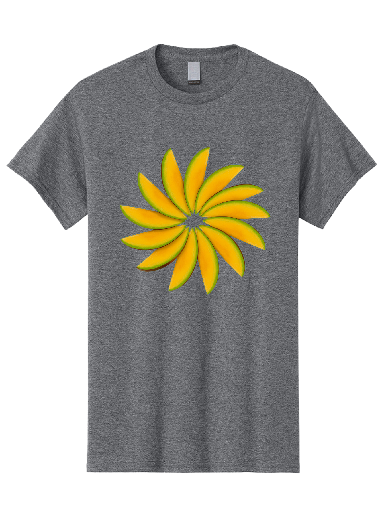 Flower Men'S Graphic Tee, 100% Cotton, Comfortable Casual Summer Wear, Machine Washable, Yellow Flower, Floral Design, Digital Art, Vibrant Petals, Graphic Illustration, Flower Graphic, Orange-Yellow Hues, Symmetrical Shape, Stylized Bloom Bab912