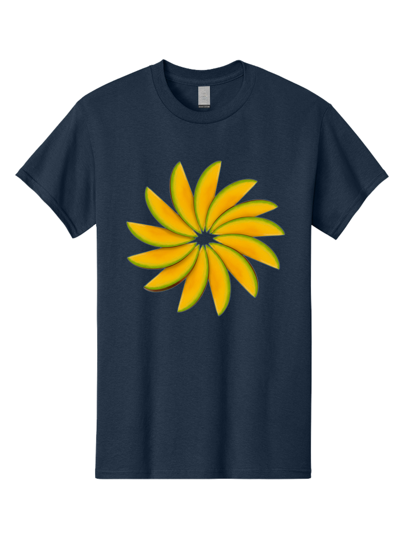 Flower Men'S Graphic Tee, 100% Cotton, Comfortable Casual Summer Wear, Machine Washable, Yellow Flower, Floral Design, Digital Art, Vibrant Petals, Graphic Illustration, Flower Graphic, Orange-Yellow Hues, Symmetrical Shape, Stylized Bloom Bab912