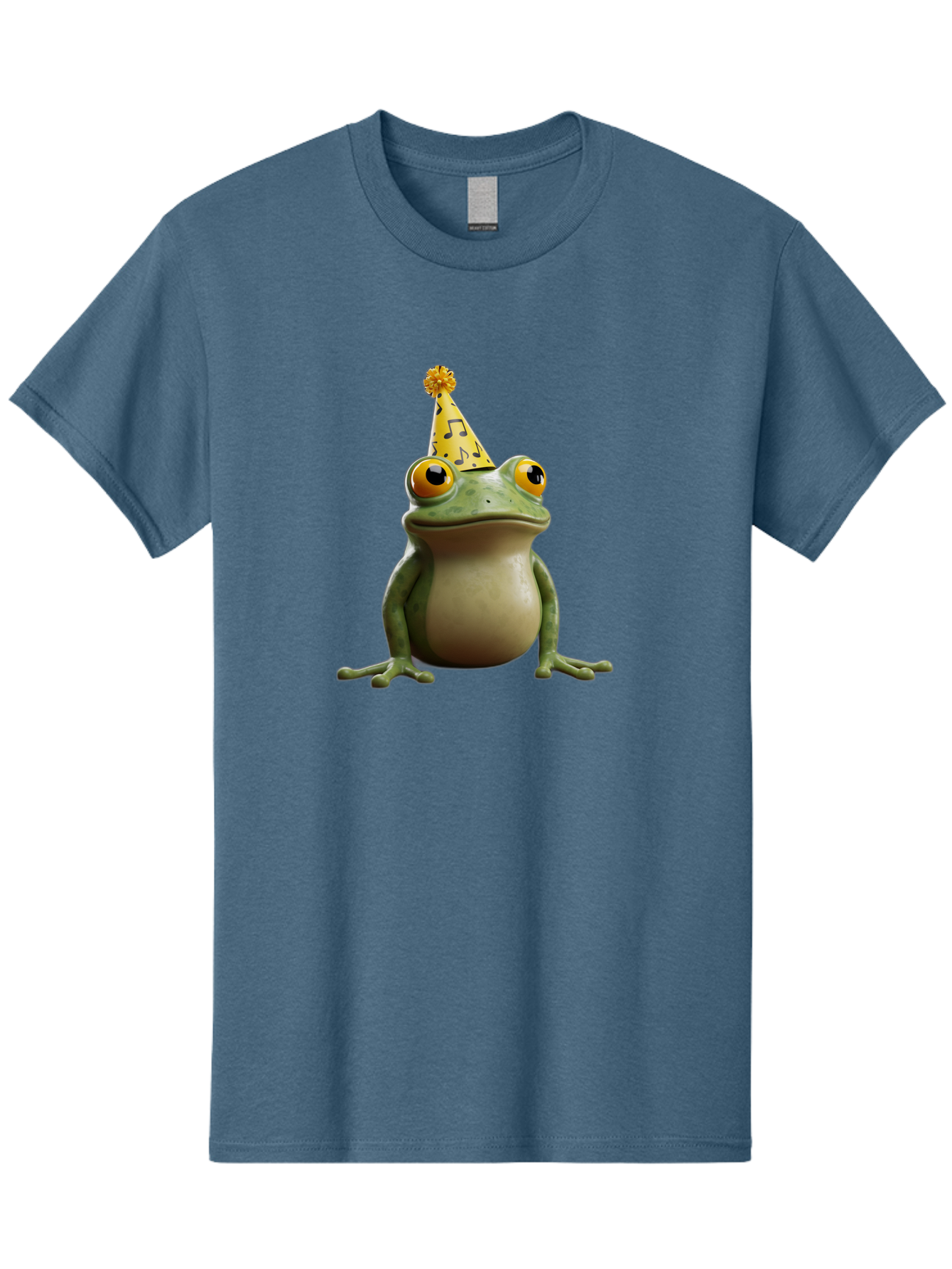 Frog-In-Party-Hat-3 Men'S Graphic Tee, 100% Cotton, Comfortable Casual Summer Wear, Machine Washable, Cartoon Frog, Party Hat, Celebration, Funny Animal, Comical Expression, Quirky Character, Playful Vibe, Silly Graphics Bab923