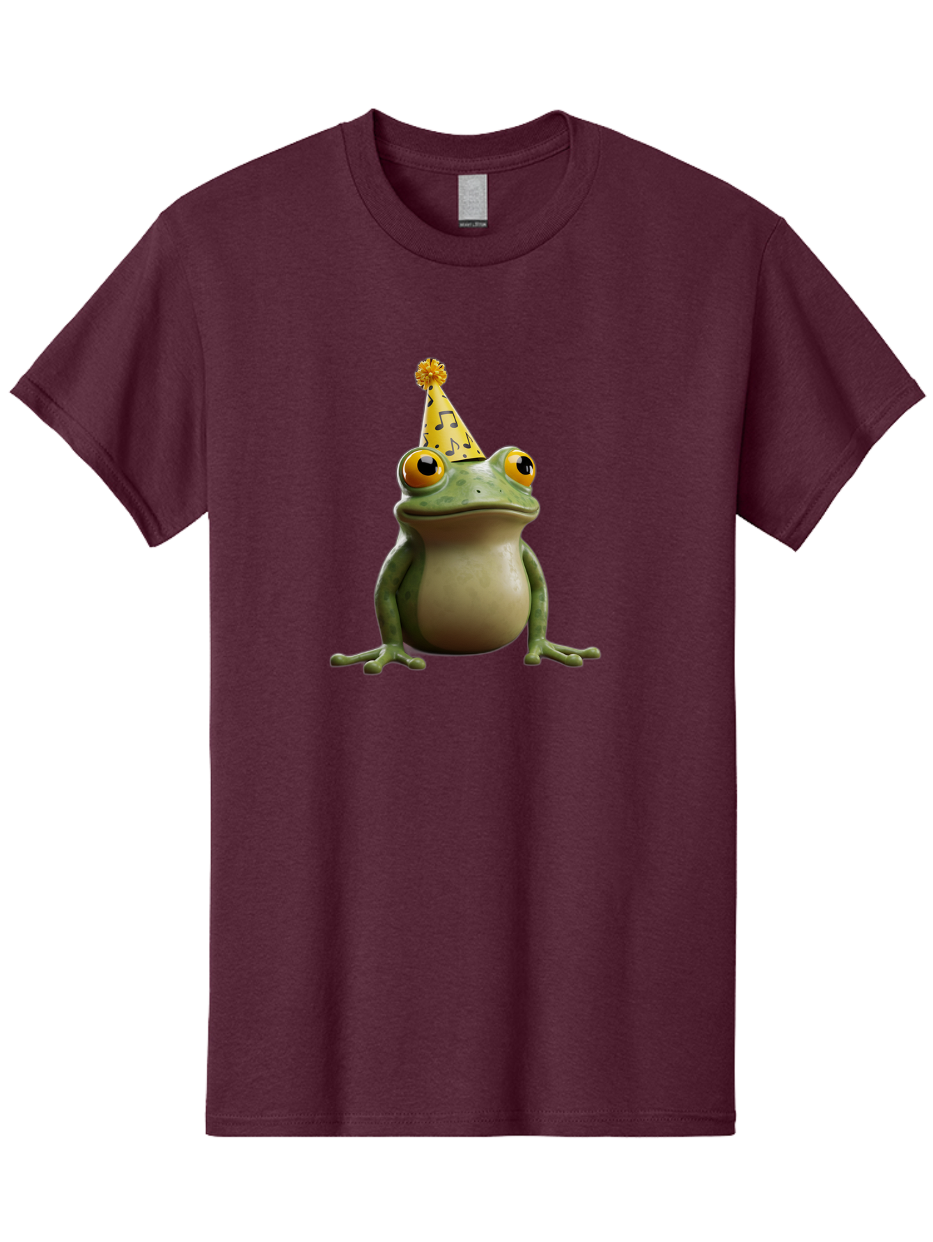 Frog-In-Party-Hat-3 Men'S Graphic Tee, 100% Cotton, Comfortable Casual Summer Wear, Machine Washable, Cartoon Frog, Party Hat, Celebration, Funny Animal, Comical Expression, Quirky Character, Playful Vibe, Silly Graphics Bab923