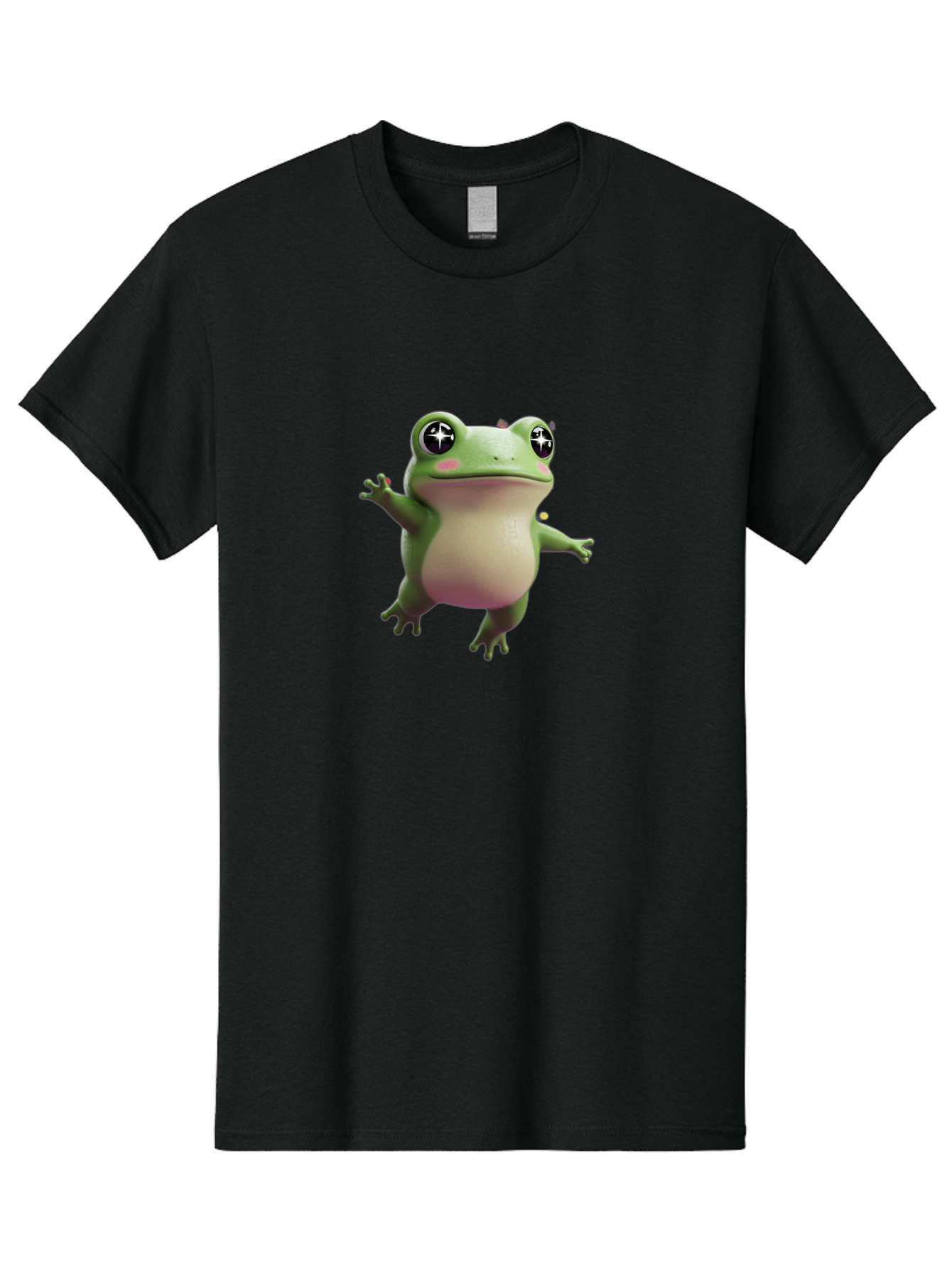 Frog-Meme Men'S Graphic Tee, 100% Cotton, Comfortable Casual Summer Wear, Machine Washable, Cartoon Frog, Green Amphibian, Funny Animal, Big Eyes, Playful Creature, Whimsical Character, Illustration Art, Cute Design, Humorous Graphic Bab925