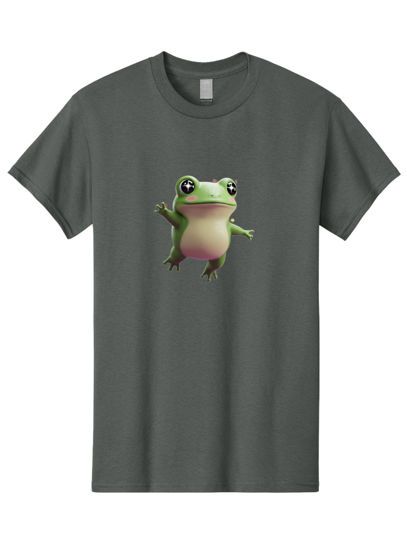 Frog-Meme Men'S Graphic Tee, 100% Cotton, Comfortable Casual Summer Wear, Machine Washable, Cartoon Frog, Green Amphibian, Funny Animal, Big Eyes, Playful Creature, Whimsical Character, Illustration Art, Cute Design, Humorous Graphic Bab925