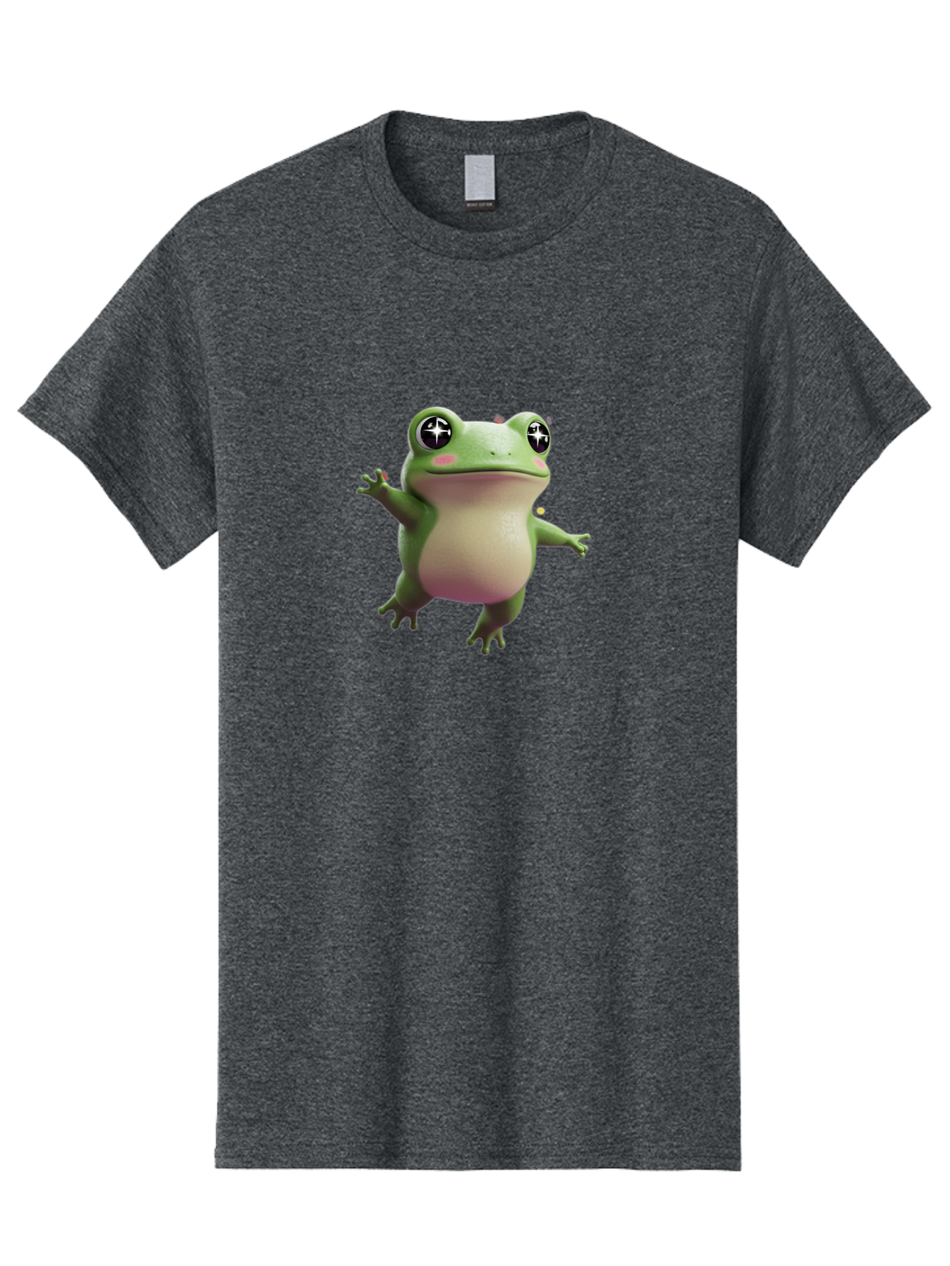 Frog-Meme Men'S Graphic Tee, 100% Cotton, Comfortable Casual Summer Wear, Machine Washable, Cartoon Frog, Green Amphibian, Funny Animal, Big Eyes, Playful Creature, Whimsical Character, Illustration Art, Cute Design, Humorous Graphic Bab925