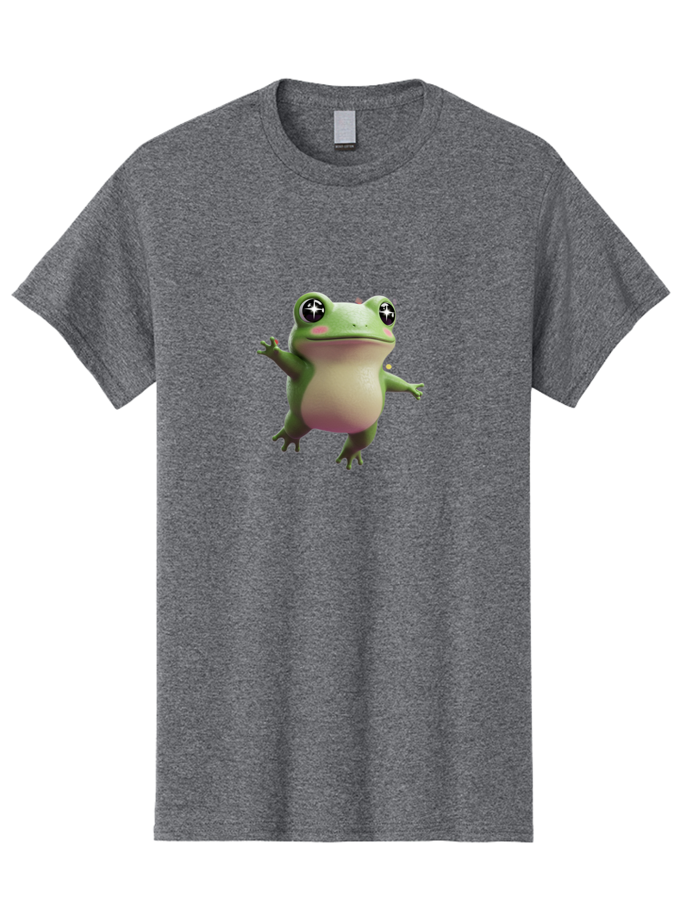Frog-Meme Men'S Graphic Tee, 100% Cotton, Comfortable Casual Summer Wear, Machine Washable, Cartoon Frog, Green Amphibian, Funny Animal, Big Eyes, Playful Creature, Whimsical Character, Illustration Art, Cute Design, Humorous Graphic Bab925