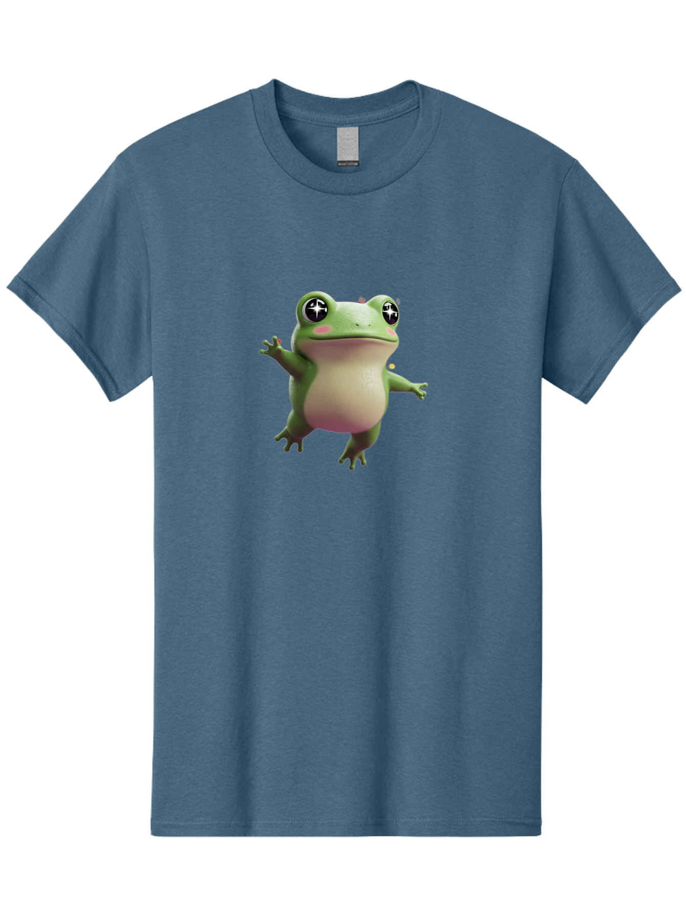 Frog-Meme Men'S Graphic Tee, 100% Cotton, Comfortable Casual Summer Wear, Machine Washable, Cartoon Frog, Green Amphibian, Funny Animal, Big Eyes, Playful Creature, Whimsical Character, Illustration Art, Cute Design, Humorous Graphic Bab925