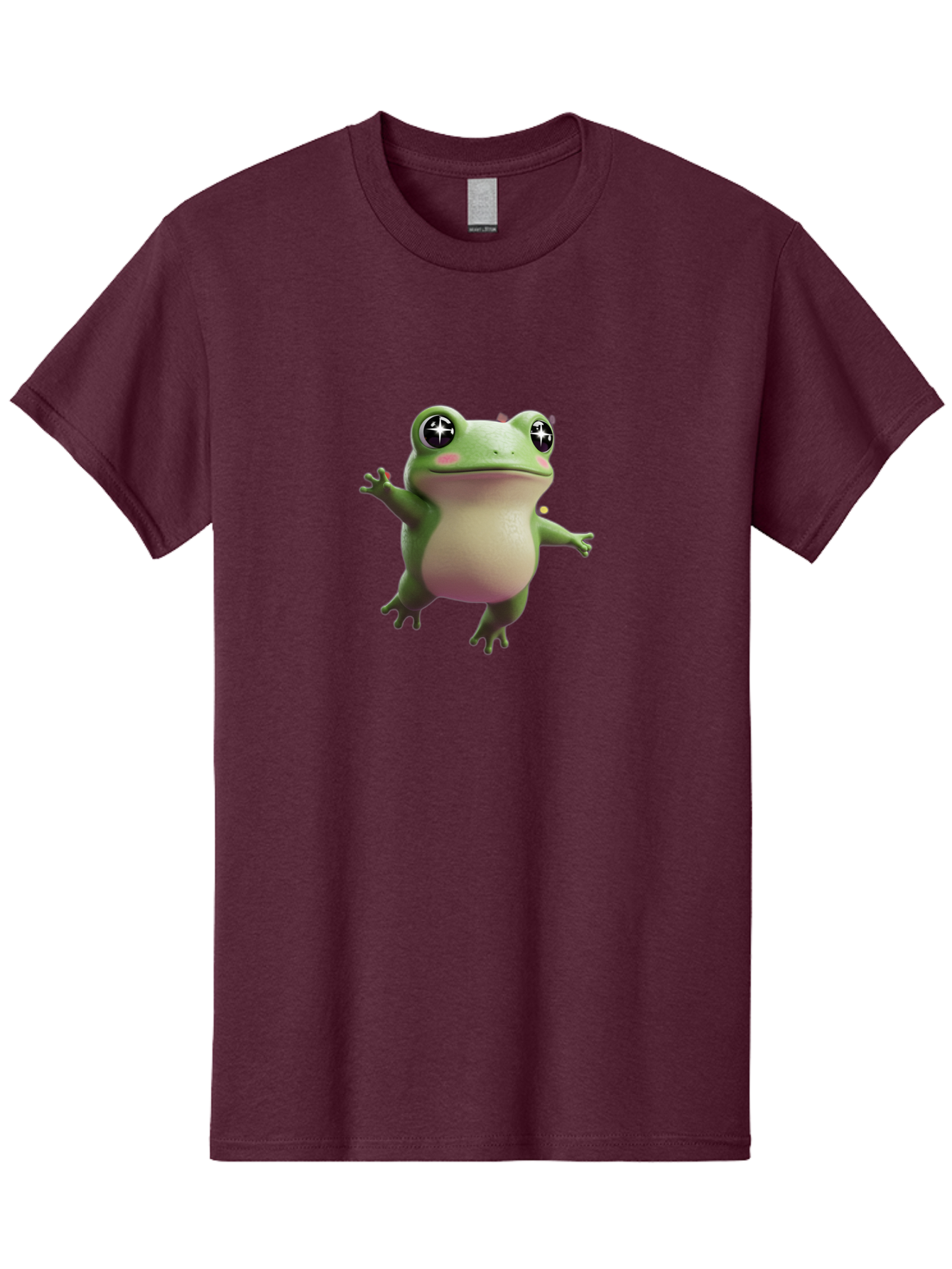 Frog-Meme Men'S Graphic Tee, 100% Cotton, Comfortable Casual Summer Wear, Machine Washable, Cartoon Frog, Green Amphibian, Funny Animal, Big Eyes, Playful Creature, Whimsical Character, Illustration Art, Cute Design, Humorous Graphic Bab925
