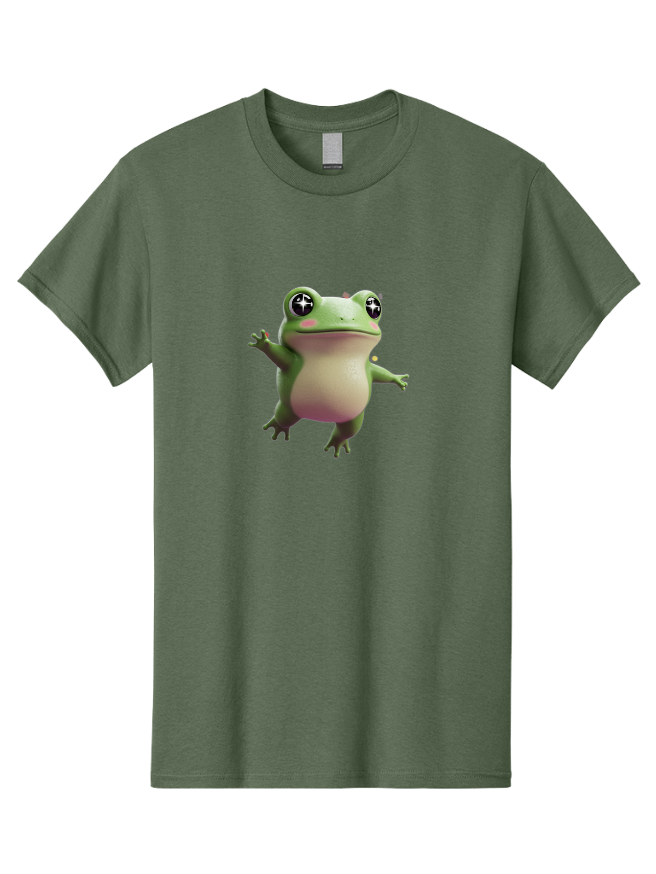Frog-Meme Men'S Graphic Tee, 100% Cotton, Comfortable Casual Summer Wear, Machine Washable, Cartoon Frog, Green Amphibian, Funny Animal, Big Eyes, Playful Creature, Whimsical Character, Illustration Art, Cute Design, Humorous Graphic Bab925