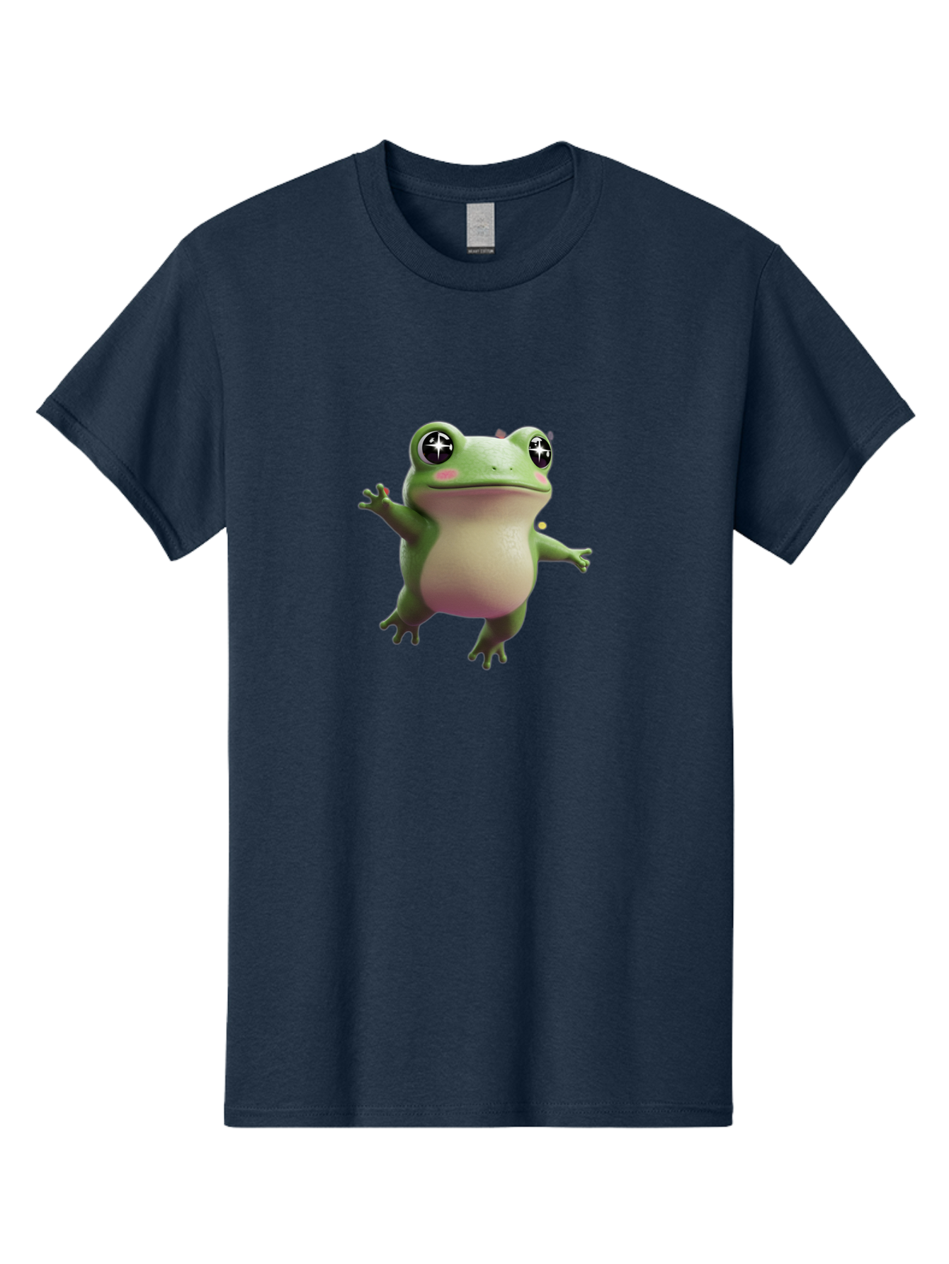 Frog-Meme Men'S Graphic Tee, 100% Cotton, Comfortable Casual Summer Wear, Machine Washable, Cartoon Frog, Green Amphibian, Funny Animal, Big Eyes, Playful Creature, Whimsical Character, Illustration Art, Cute Design, Humorous Graphic Bab925