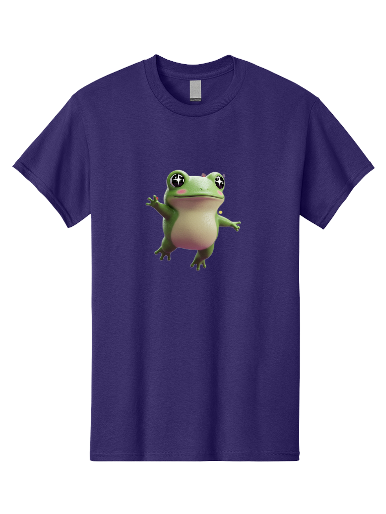 Frog-Meme Men'S Graphic Tee, 100% Cotton, Comfortable Casual Summer Wear, Machine Washable, Cartoon Frog, Green Amphibian, Funny Animal, Big Eyes, Playful Creature, Whimsical Character, Illustration Art, Cute Design, Humorous Graphic Bab925