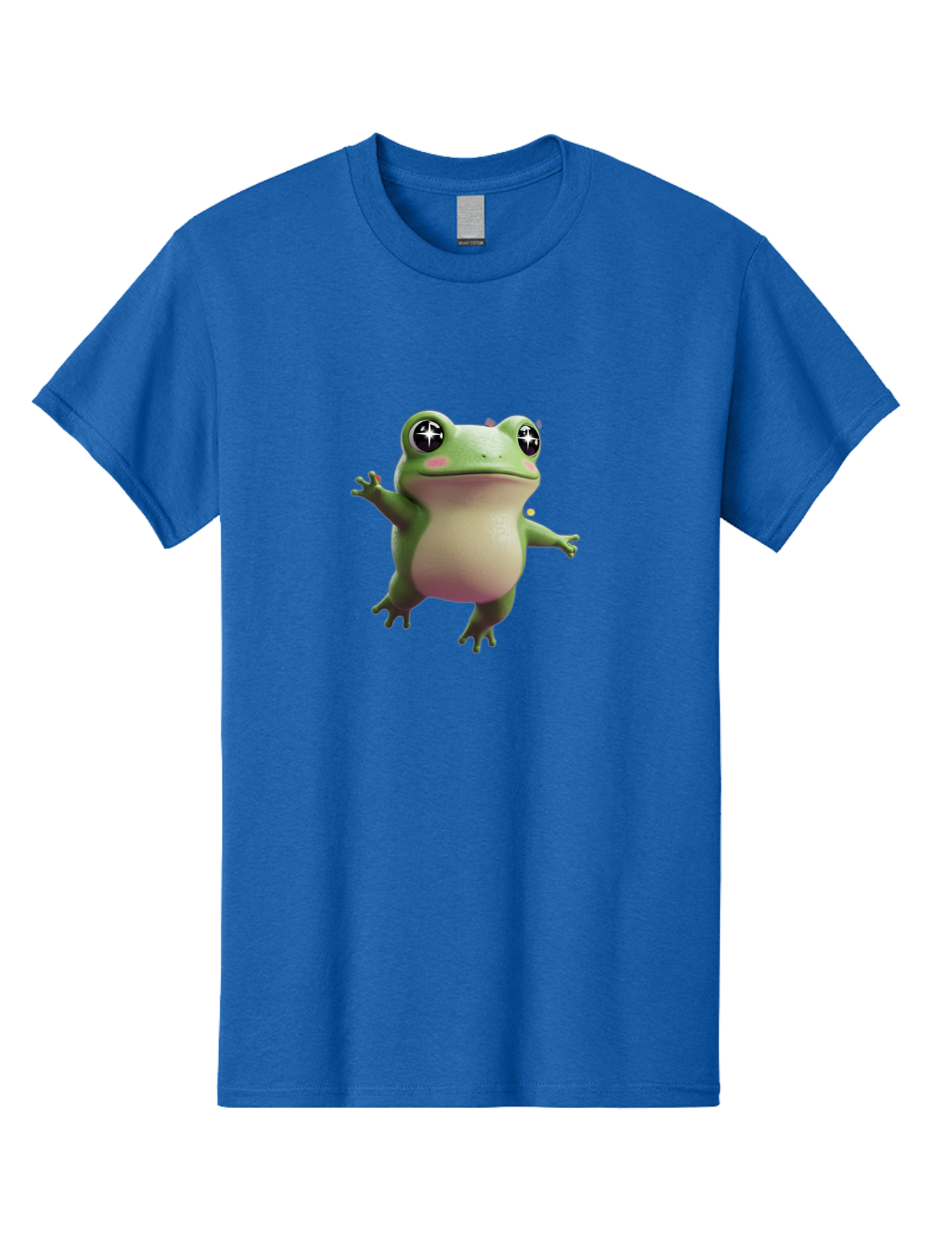 Frog-Meme Men'S Graphic Tee, 100% Cotton, Comfortable Casual Summer Wear, Machine Washable, Cartoon Frog, Green Amphibian, Funny Animal, Big Eyes, Playful Creature, Whimsical Character, Illustration Art, Cute Design, Humorous Graphic Bab925