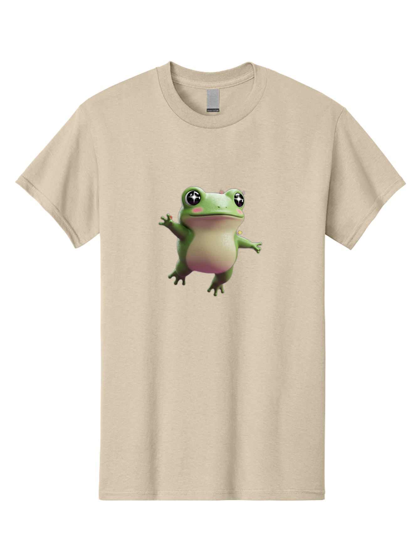 Frog-Meme Men'S Graphic Tee, 100% Cotton, Comfortable Casual Summer Wear, Machine Washable, Cartoon Frog, Green Amphibian, Funny Animal, Big Eyes, Playful Creature, Whimsical Character, Illustration Art, Cute Design, Humorous Graphic Bab925