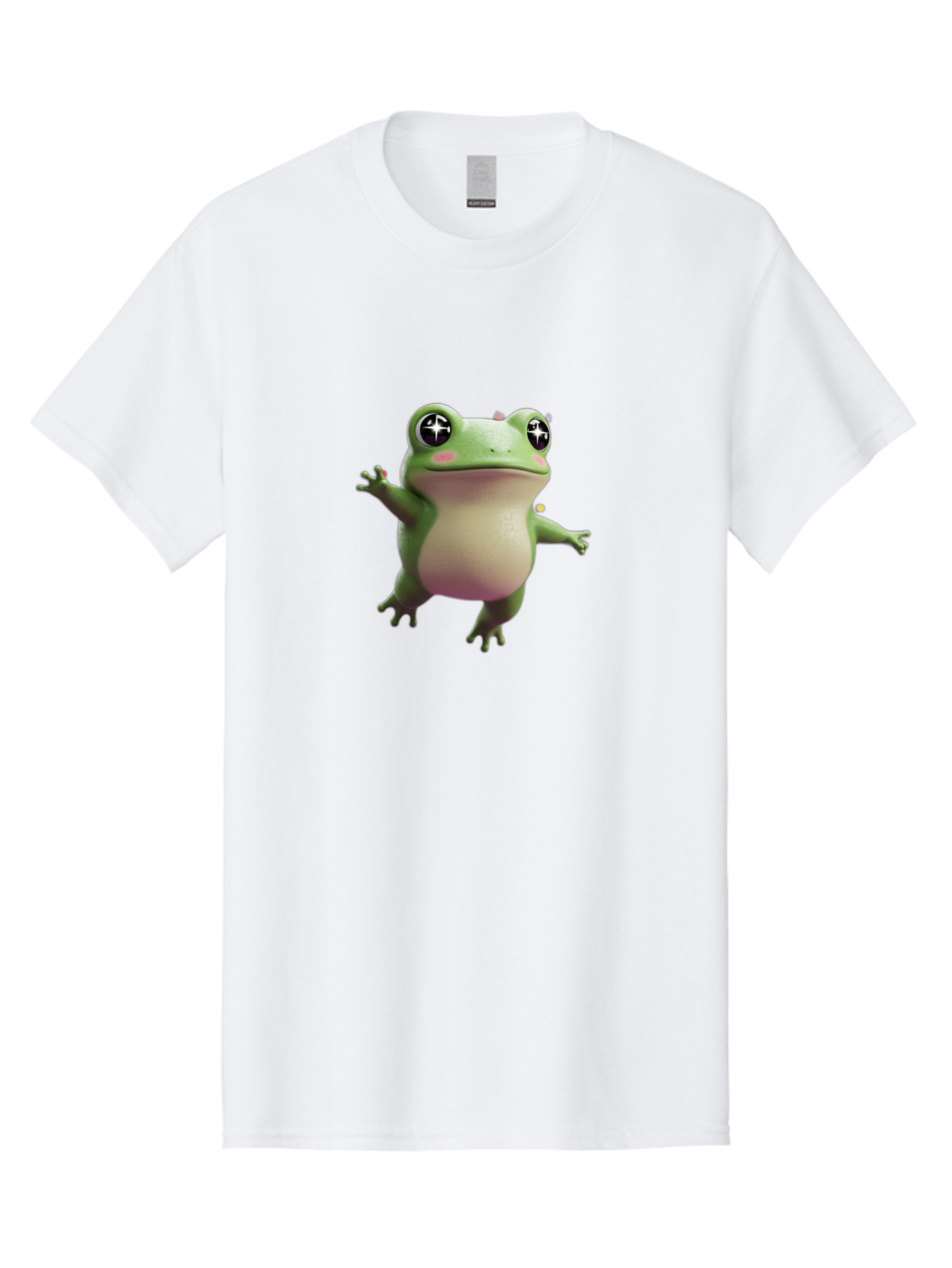 Frog-Meme Men'S Graphic Tee, 100% Cotton, Comfortable Casual Summer Wear, Machine Washable, Cartoon Frog, Green Amphibian, Funny Animal, Big Eyes, Playful Creature, Whimsical Character, Illustration Art, Cute Design, Humorous Graphic Bab925