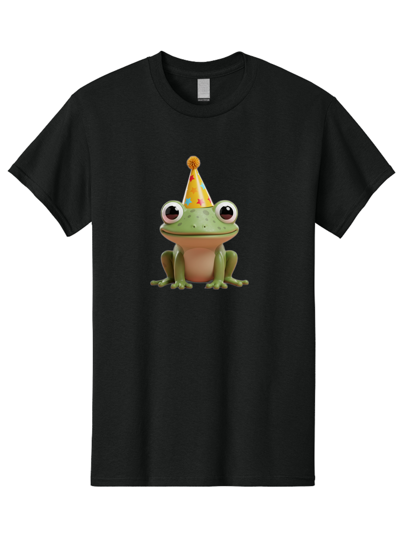 Frog-Party-Hat Men'S Graphic Tee, 100% Cotton, Comfortable Casual Summer Wear, Machine Washable, Green Frog, Party Hat, Festive Celebration, Cartoon Character, Cute Animal, Funny Illustration, Birthday Party, Holiday Fun, Joyful Atmosphere Bab926