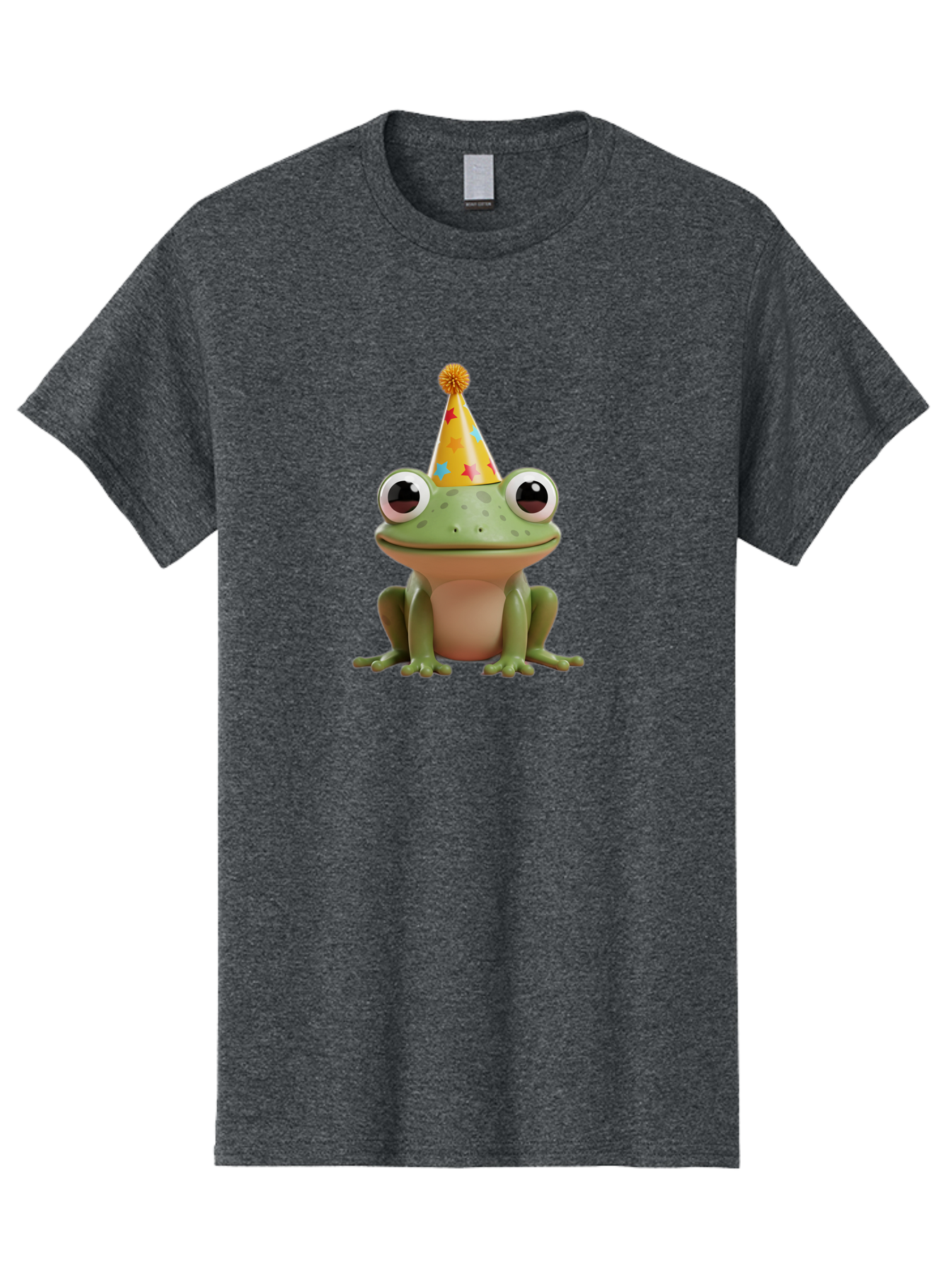 Frog-Party-Hat Men'S Graphic Tee, 100% Cotton, Comfortable Casual Summer Wear, Machine Washable, Green Frog, Party Hat, Festive Celebration, Cartoon Character, Cute Animal, Funny Illustration, Birthday Party, Holiday Fun, Joyful Atmosphere Bab926