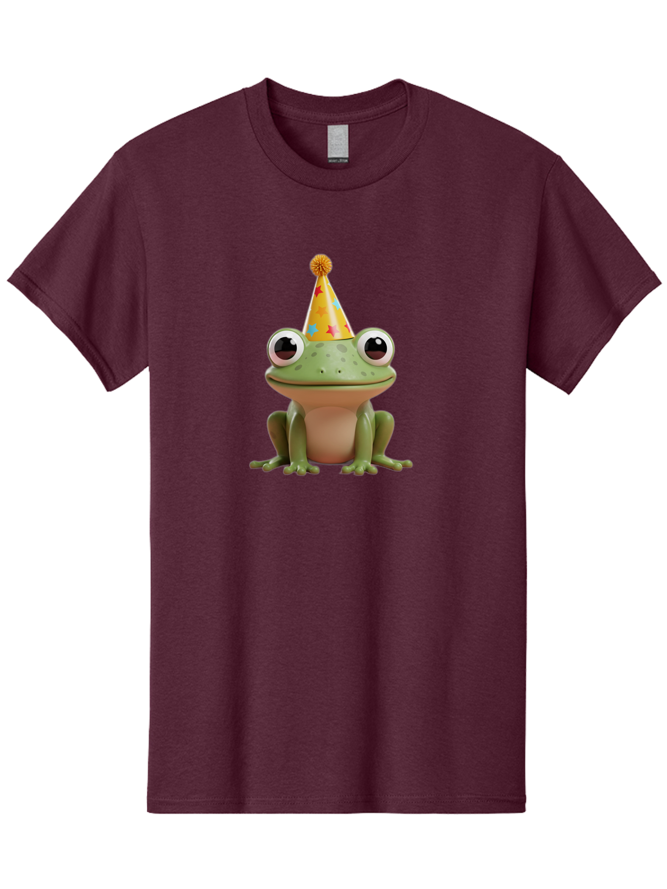 Frog-Party-Hat Men'S Graphic Tee, 100% Cotton, Comfortable Casual Summer Wear, Machine Washable, Green Frog, Party Hat, Festive Celebration, Cartoon Character, Cute Animal, Funny Illustration, Birthday Party, Holiday Fun, Joyful Atmosphere Bab926