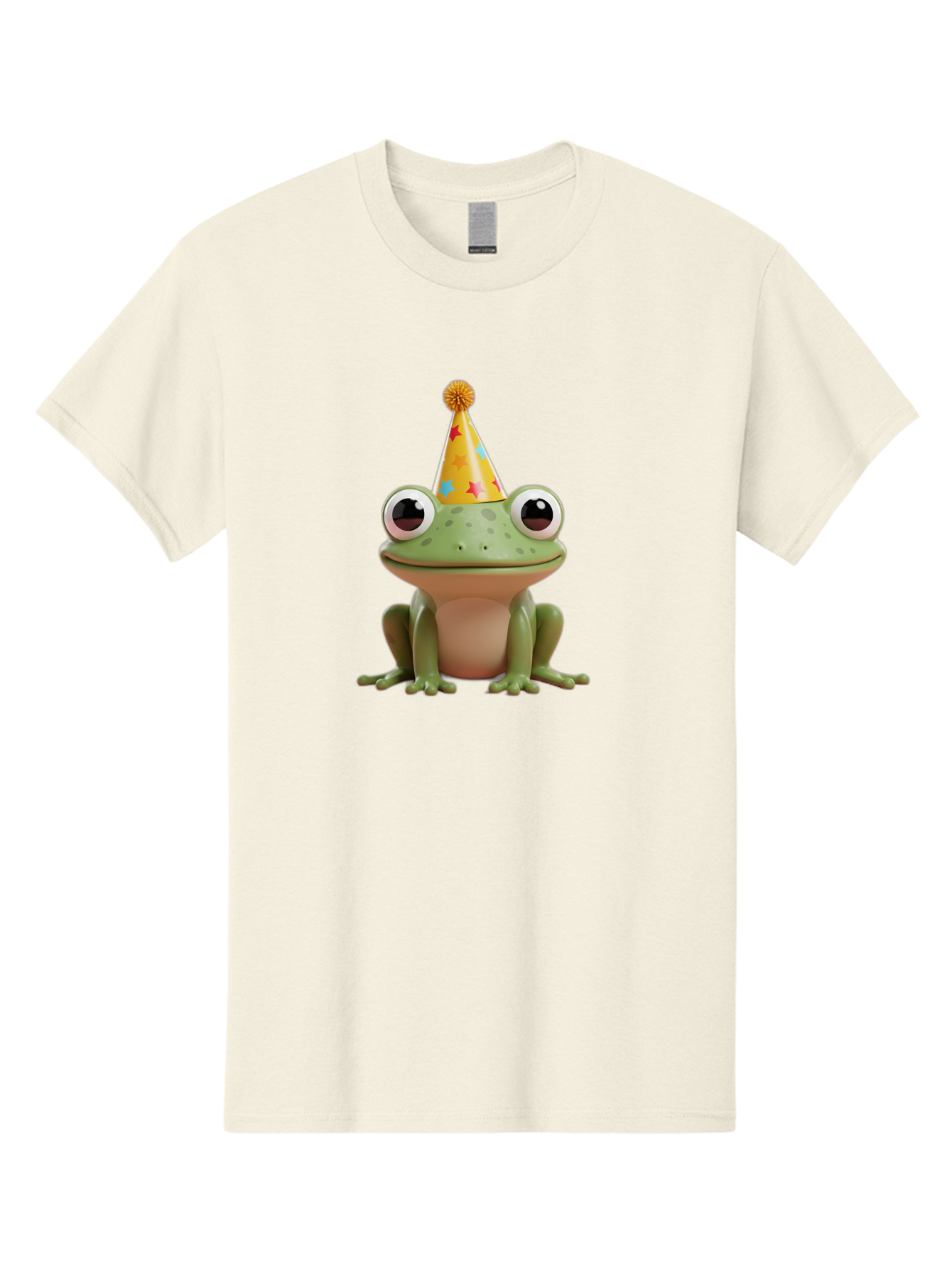 Frog-Party-Hat Men'S Graphic Tee, 100% Cotton, Comfortable Casual Summer Wear, Machine Washable, Green Frog, Party Hat, Festive Celebration, Cartoon Character, Cute Animal, Funny Illustration, Birthday Party, Holiday Fun, Joyful Atmosphere Bab926