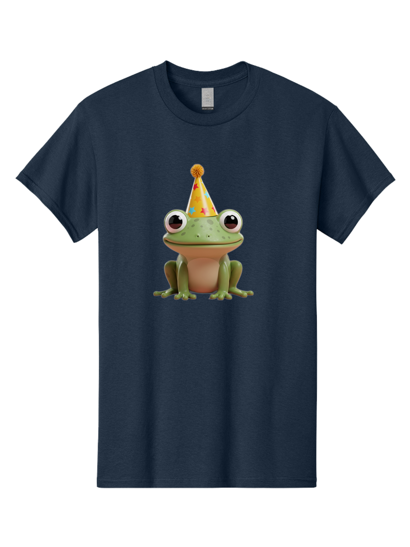 Frog-Party-Hat Men'S Graphic Tee, 100% Cotton, Comfortable Casual Summer Wear, Machine Washable, Green Frog, Party Hat, Festive Celebration, Cartoon Character, Cute Animal, Funny Illustration, Birthday Party, Holiday Fun, Joyful Atmosphere Bab926