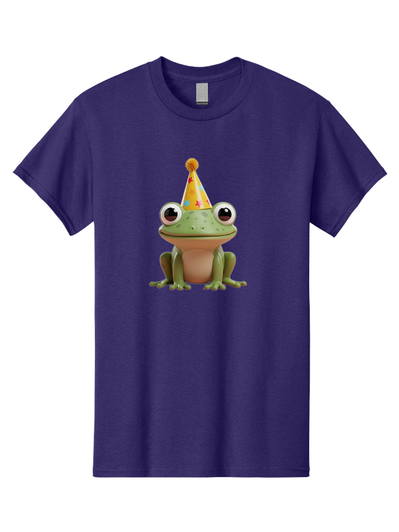 Frog-Party-Hat Men'S Graphic Tee, 100% Cotton, Comfortable Casual Summer Wear, Machine Washable, Green Frog, Party Hat, Festive Celebration, Cartoon Character, Cute Animal, Funny Illustration, Birthday Party, Holiday Fun, Joyful Atmosphere Bab926