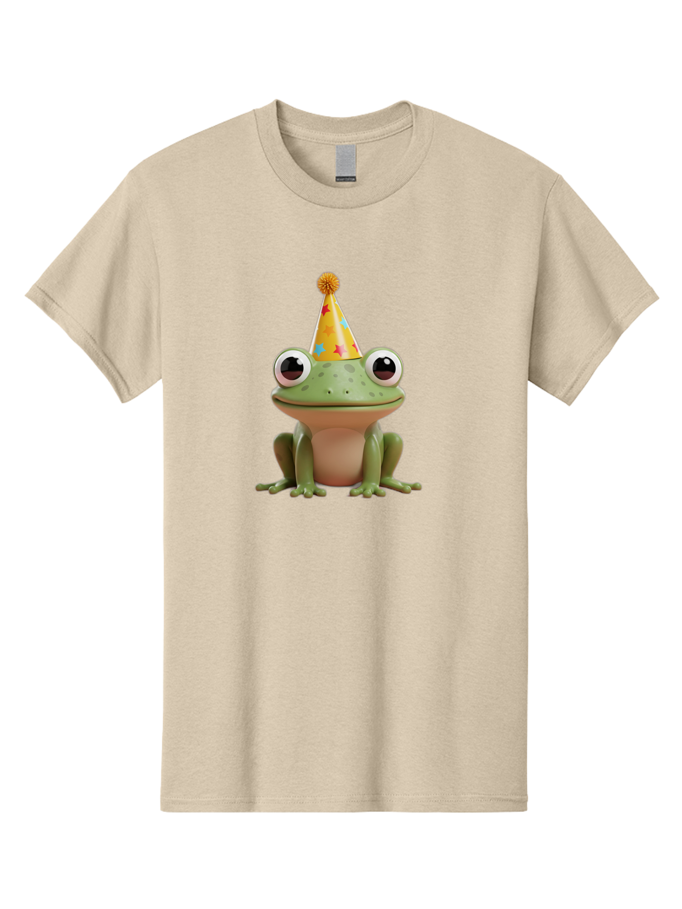 Frog-Party-Hat Men'S Graphic Tee, 100% Cotton, Comfortable Casual Summer Wear, Machine Washable, Green Frog, Party Hat, Festive Celebration, Cartoon Character, Cute Animal, Funny Illustration, Birthday Party, Holiday Fun, Joyful Atmosphere Bab926