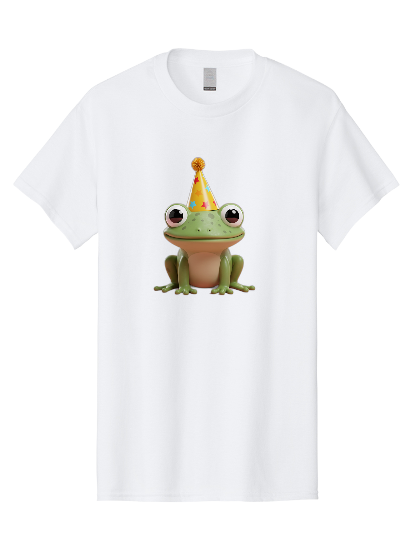 Frog-Party-Hat Men'S Graphic Tee, 100% Cotton, Comfortable Casual Summer Wear, Machine Washable, Green Frog, Party Hat, Festive Celebration, Cartoon Character, Cute Animal, Funny Illustration, Birthday Party, Holiday Fun, Joyful Atmosphere Bab926