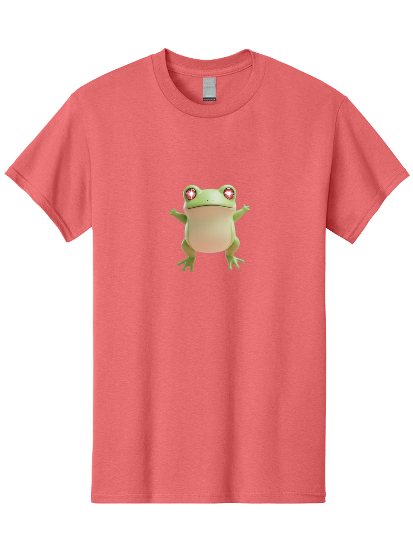 Frog-With-Glowing-Eyes Men'S Graphic Tee, 100% Cotton, Comfortable Casual Summer Wear, Machine Washable, Cartoon Frog, Green Frog, Glowing Red Eyes, 3D Rendering, Cute Amphibian, Vibrant Graphics, Playful Animation, Fun Character Design Bab928