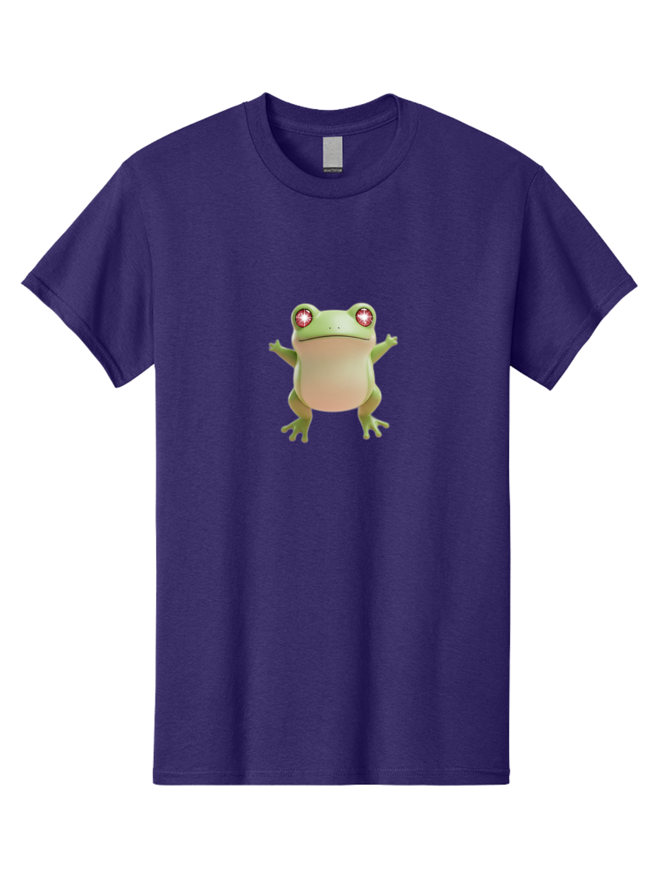 Frog-With-Glowing-Eyes Men'S Graphic Tee, 100% Cotton, Comfortable Casual Summer Wear, Machine Washable, Cartoon Frog, Green Frog, Glowing Red Eyes, 3D Rendering, Cute Amphibian, Vibrant Graphics, Playful Animation, Fun Character Design Bab928