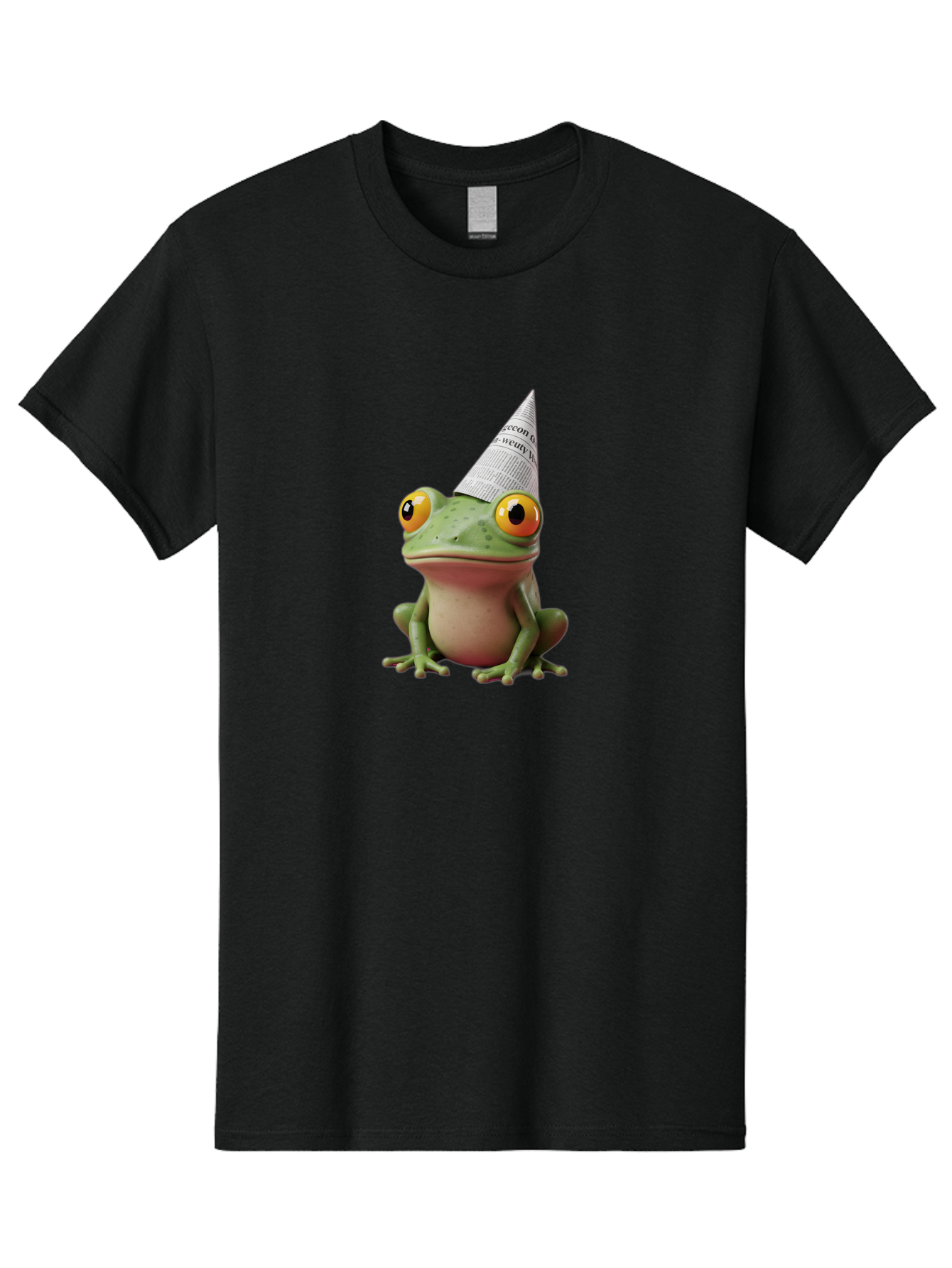 Frog-With-Party-Hat-1 Men'S Graphic Tee, 100% Cotton, Comfortable Casual Summer Wear, Machine Washable, Funny Frog, Party Hat, Festive Atmosphere, Cute Animal, Playful Vibe, Quirky Illustration, Humorous Character, Cartoon Style Bab929
