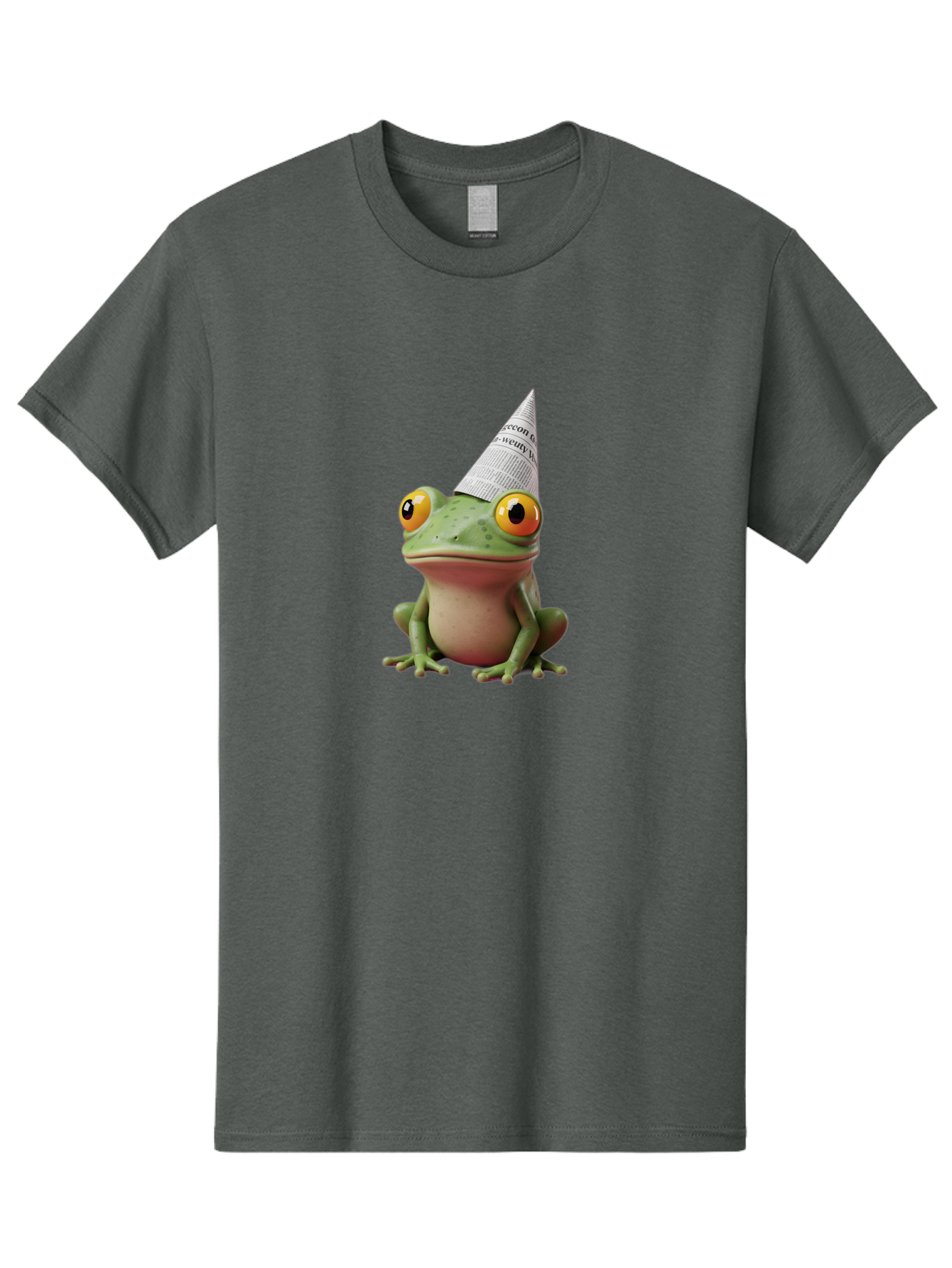 Frog-With-Party-Hat-1 Men'S Graphic Tee, 100% Cotton, Comfortable Casual Summer Wear, Machine Washable, Funny Frog, Party Hat, Festive Atmosphere, Cute Animal, Playful Vibe, Quirky Illustration, Humorous Character, Cartoon Style Bab929