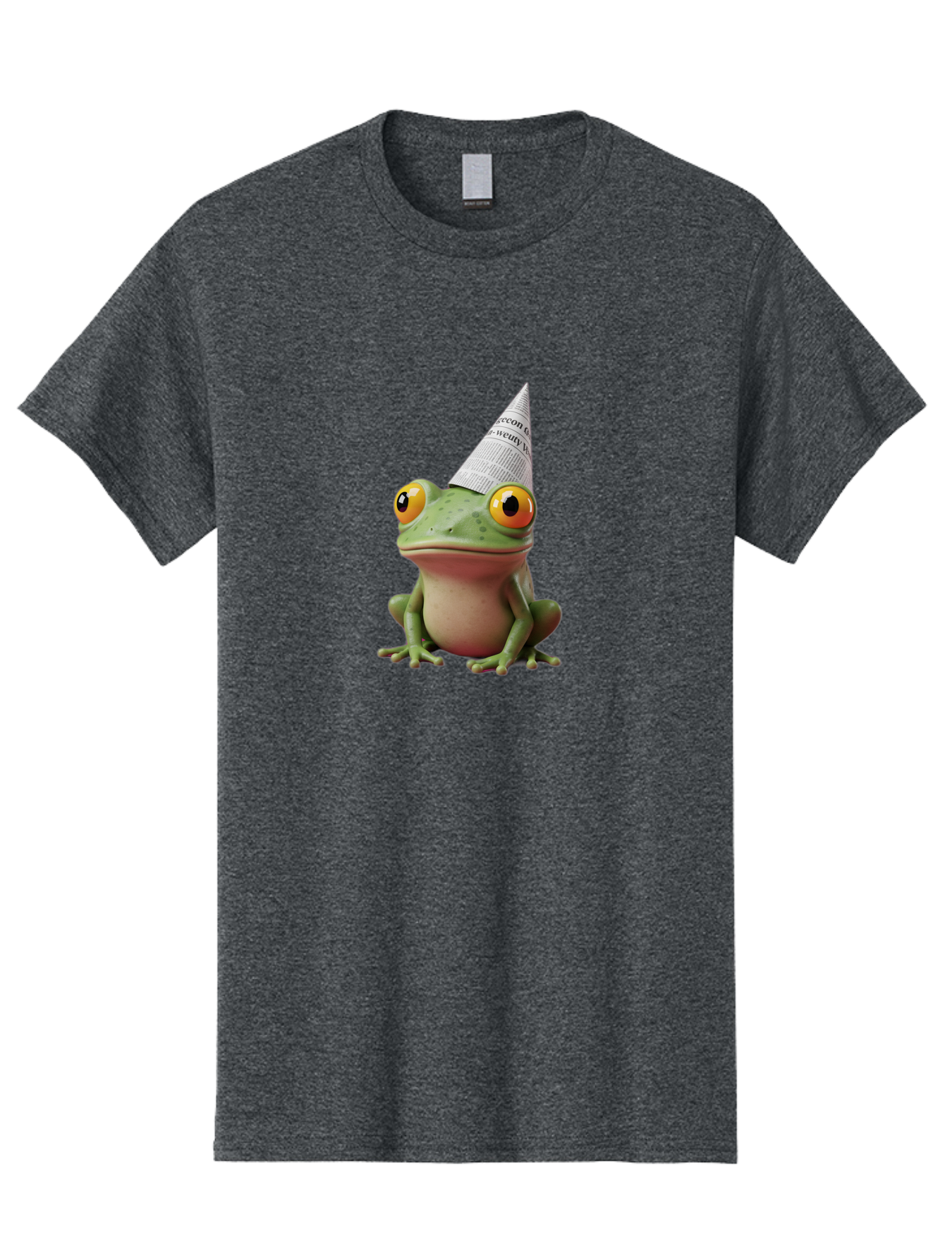 Frog-With-Party-Hat-1 Men'S Graphic Tee, 100% Cotton, Comfortable Casual Summer Wear, Machine Washable, Funny Frog, Party Hat, Festive Atmosphere, Cute Animal, Playful Vibe, Quirky Illustration, Humorous Character, Cartoon Style Bab929