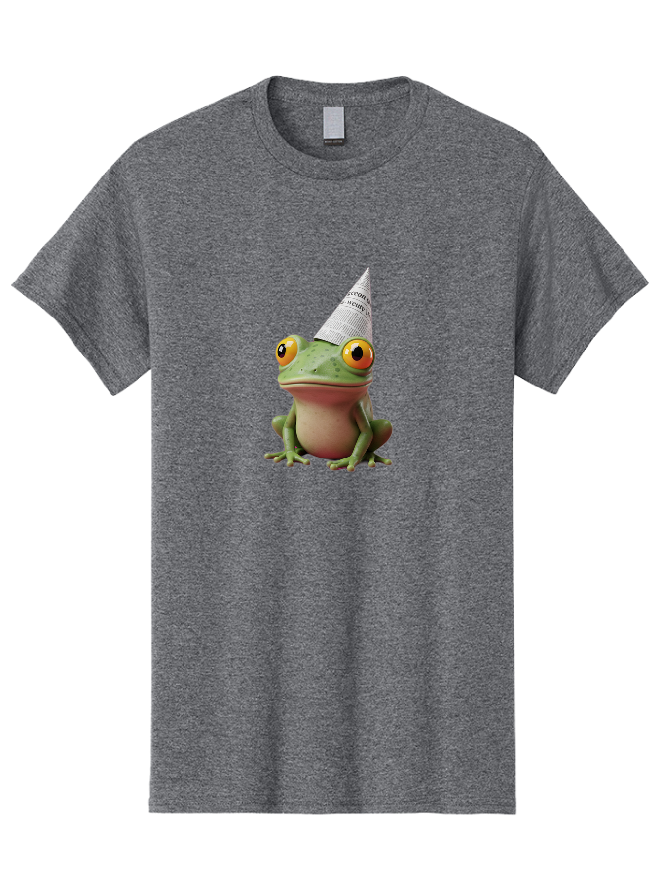 Frog-With-Party-Hat-1 Men'S Graphic Tee, 100% Cotton, Comfortable Casual Summer Wear, Machine Washable, Funny Frog, Party Hat, Festive Atmosphere, Cute Animal, Playful Vibe, Quirky Illustration, Humorous Character, Cartoon Style Bab929