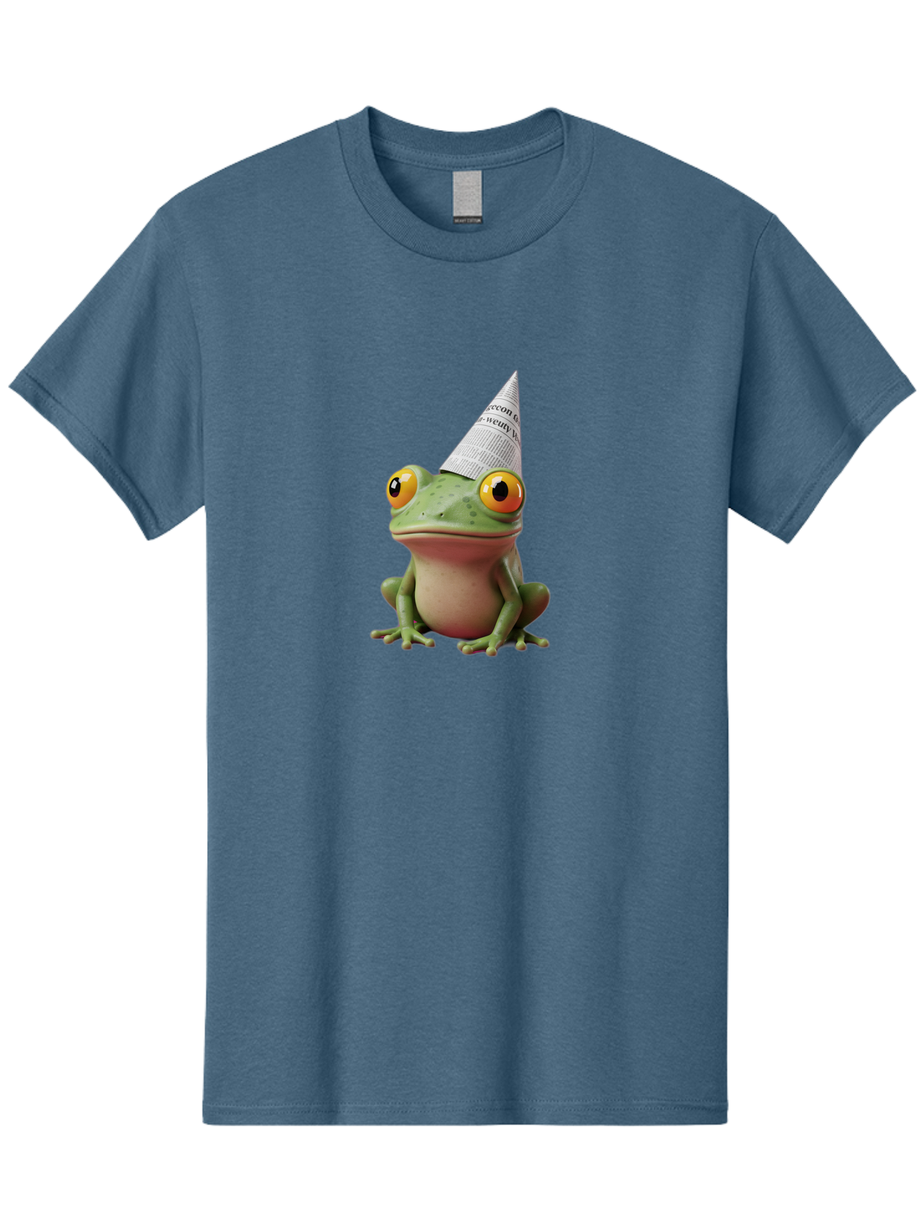 Frog-With-Party-Hat-1 Men'S Graphic Tee, 100% Cotton, Comfortable Casual Summer Wear, Machine Washable, Funny Frog, Party Hat, Festive Atmosphere, Cute Animal, Playful Vibe, Quirky Illustration, Humorous Character, Cartoon Style Bab929