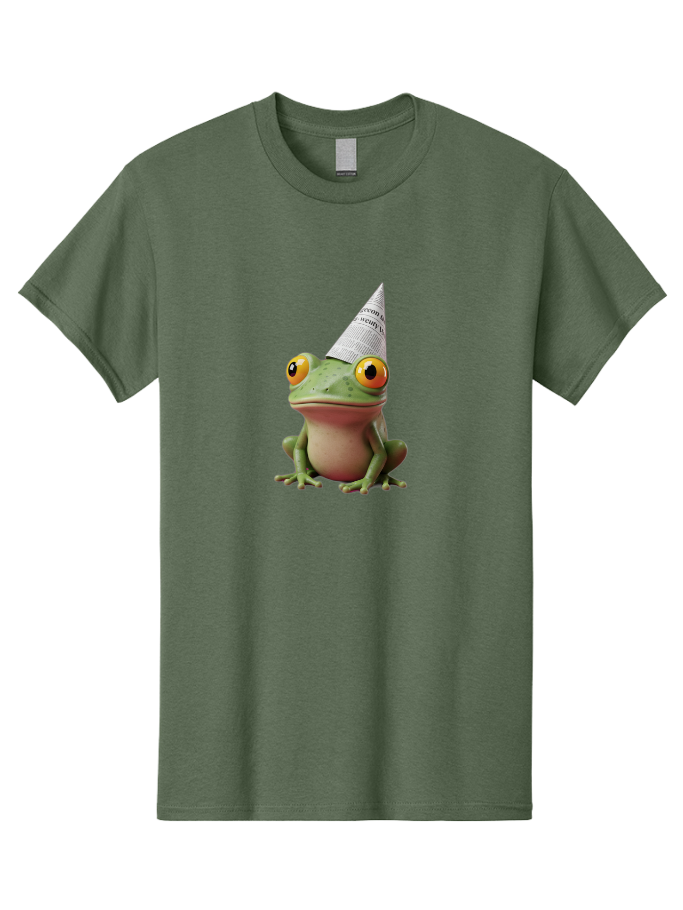 Frog-With-Party-Hat-1 Men'S Graphic Tee, 100% Cotton, Comfortable Casual Summer Wear, Machine Washable, Funny Frog, Party Hat, Festive Atmosphere, Cute Animal, Playful Vibe, Quirky Illustration, Humorous Character, Cartoon Style Bab929