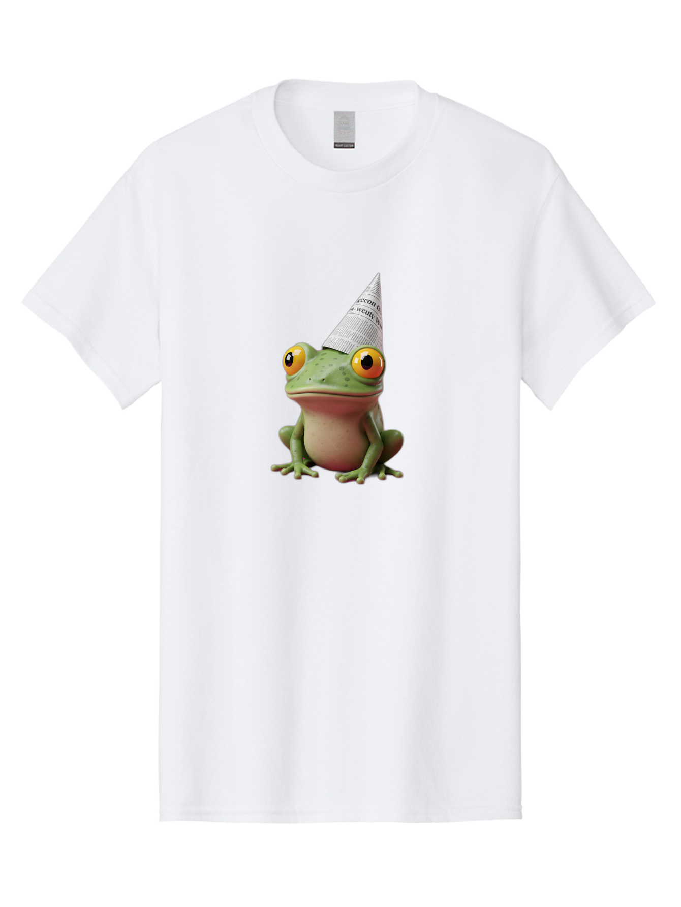 Frog-With-Party-Hat-1 Men'S Graphic Tee, 100% Cotton, Comfortable Casual Summer Wear, Machine Washable, Funny Frog, Party Hat, Festive Atmosphere, Cute Animal, Playful Vibe, Quirky Illustration, Humorous Character, Cartoon Style Bab929