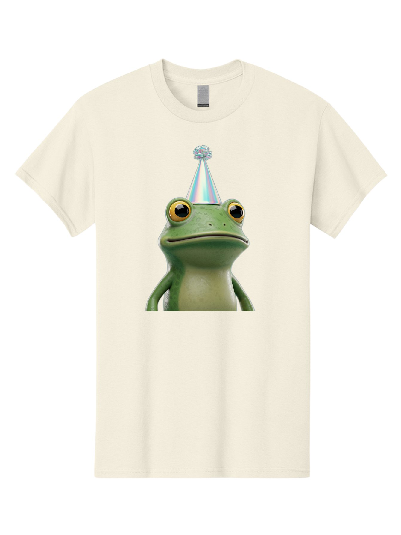 Frog-With-Party-Hat-2 Men'S Graphic Tee, 100% Cotton, Comfortable Casual Summer Wear, Machine Washable, 3D Cartoon Frog, Party Hat, Celebration, Festive Atmosphere, Funny Animal, Party Accessories, Shiny Hat, Comical Expression, Bab930