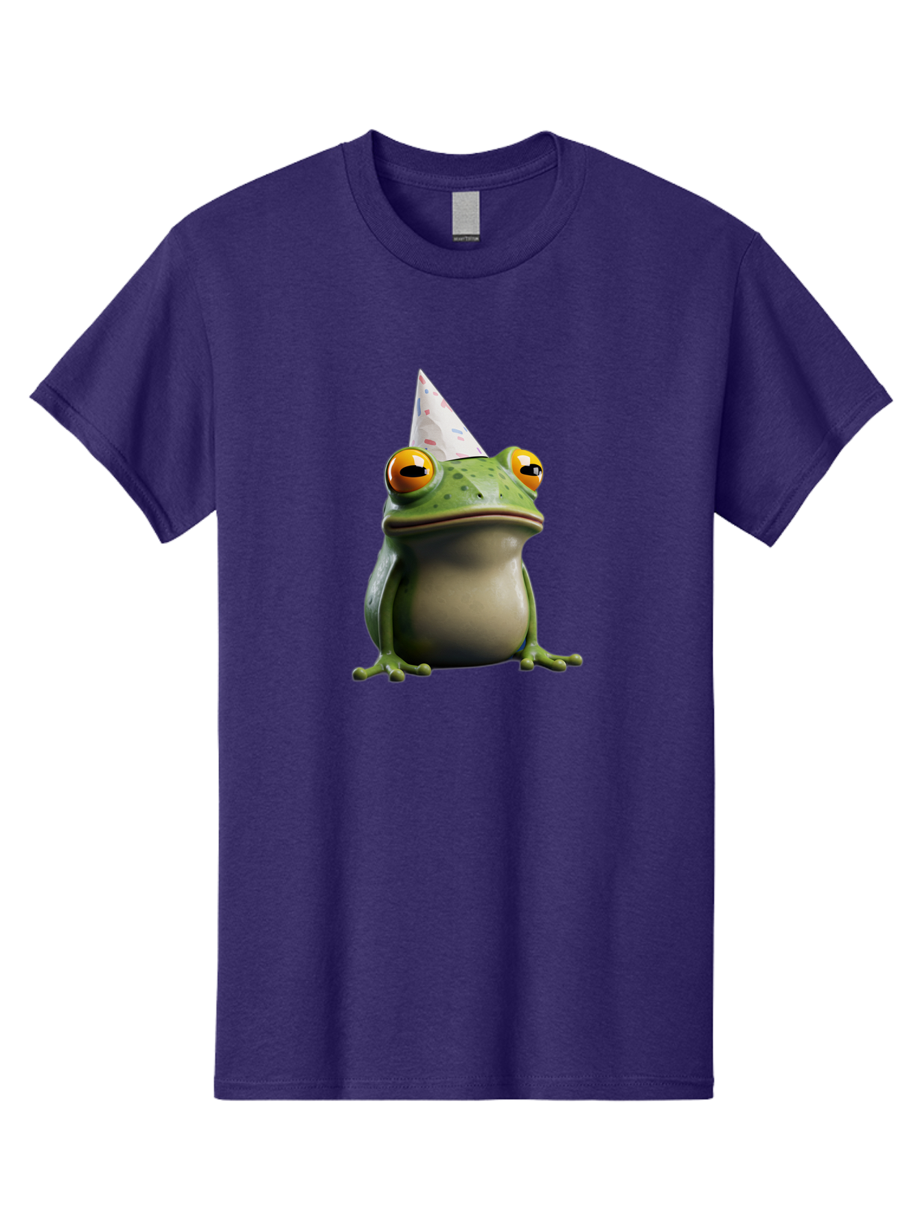 Frog-With-Party-Hat-3 Men'S Graphic Tee, 100% Cotton, Comfortable Casual Summer Wear, Machine Washable, Cartoon Frog, Party Hat, Celebration, Green Frog, Funny Animal, Festive Atmosphere, Comical Character, Joyful Scene, Cute Illustration, Bab931