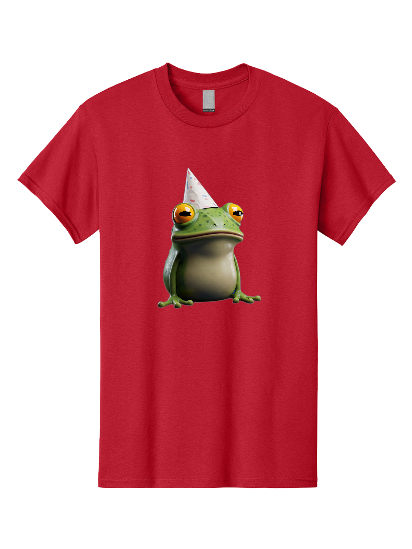Frog-With-Party-Hat-3 Men'S Graphic Tee, 100% Cotton, Comfortable Casual Summer Wear, Machine Washable, Cartoon Frog, Party Hat, Celebration, Green Frog, Funny Animal, Festive Atmosphere, Comical Character, Joyful Scene, Cute Illustration, Bab931