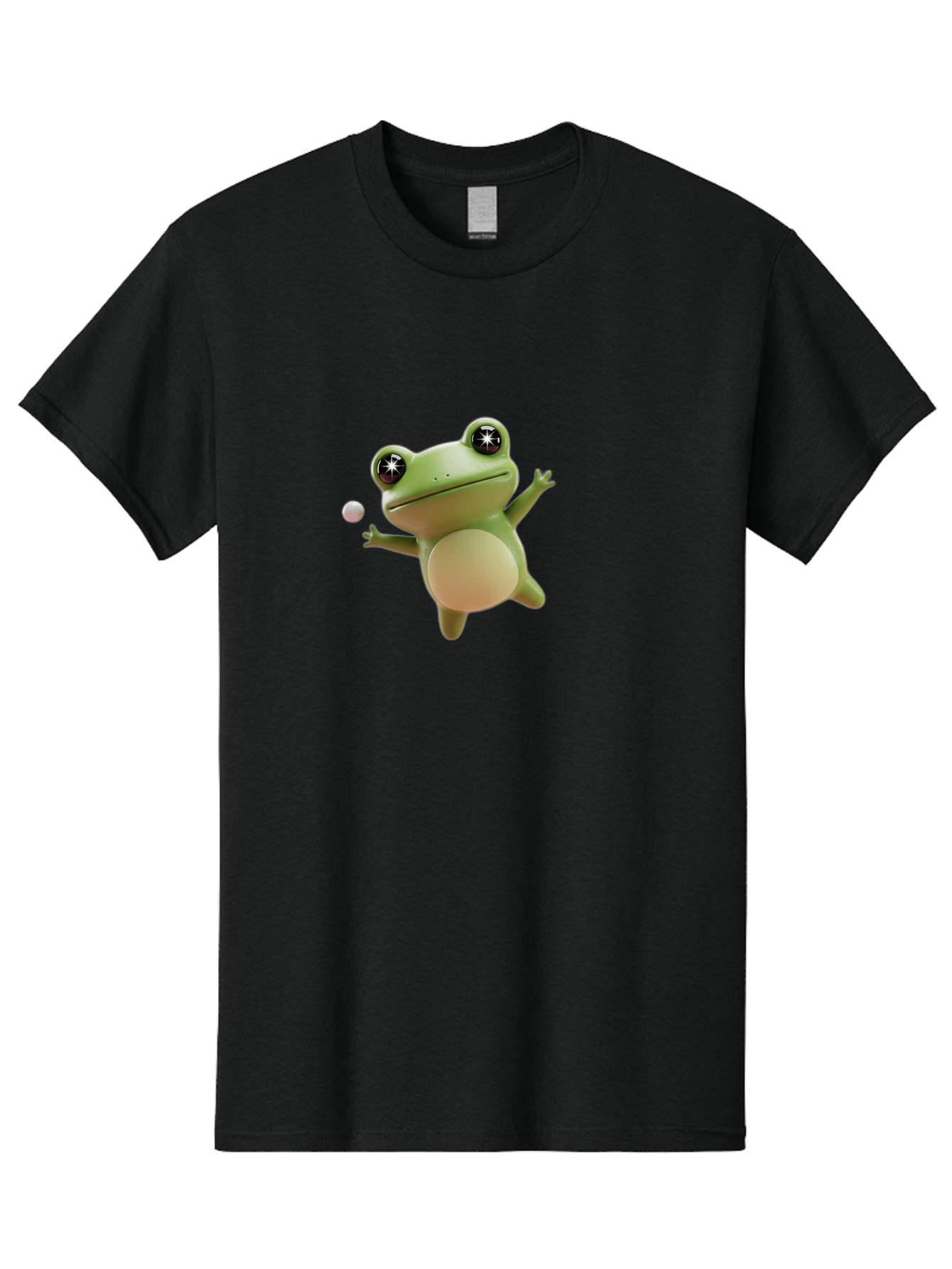 Frog Men'S Graphic Tee, 100% Cotton, Comfortable Casual Summer Wear, Machine Washable, Cartoon Frog, Playing With A Ball, Playful Frog, 3D Character, Animated Character, Funny Animal, Amusing Illustration, Frolicking Frog, Whimsical Creature Bab934