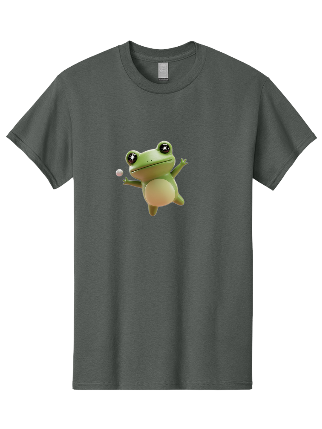 Frog Men'S Graphic Tee, 100% Cotton, Comfortable Casual Summer Wear, Machine Washable, Cartoon Frog, Playing With A Ball, Playful Frog, 3D Character, Animated Character, Funny Animal, Amusing Illustration, Frolicking Frog, Whimsical Creature Bab934