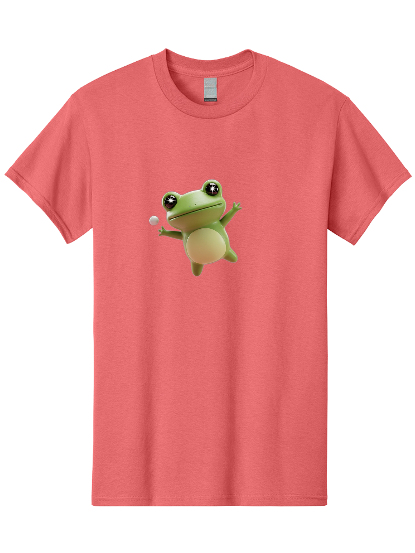 Frog Men'S Graphic Tee, 100% Cotton, Comfortable Casual Summer Wear, Machine Washable, Cartoon Frog, Playing With A Ball, Playful Frog, 3D Character, Animated Character, Funny Animal, Amusing Illustration, Frolicking Frog, Whimsical Creature Bab934