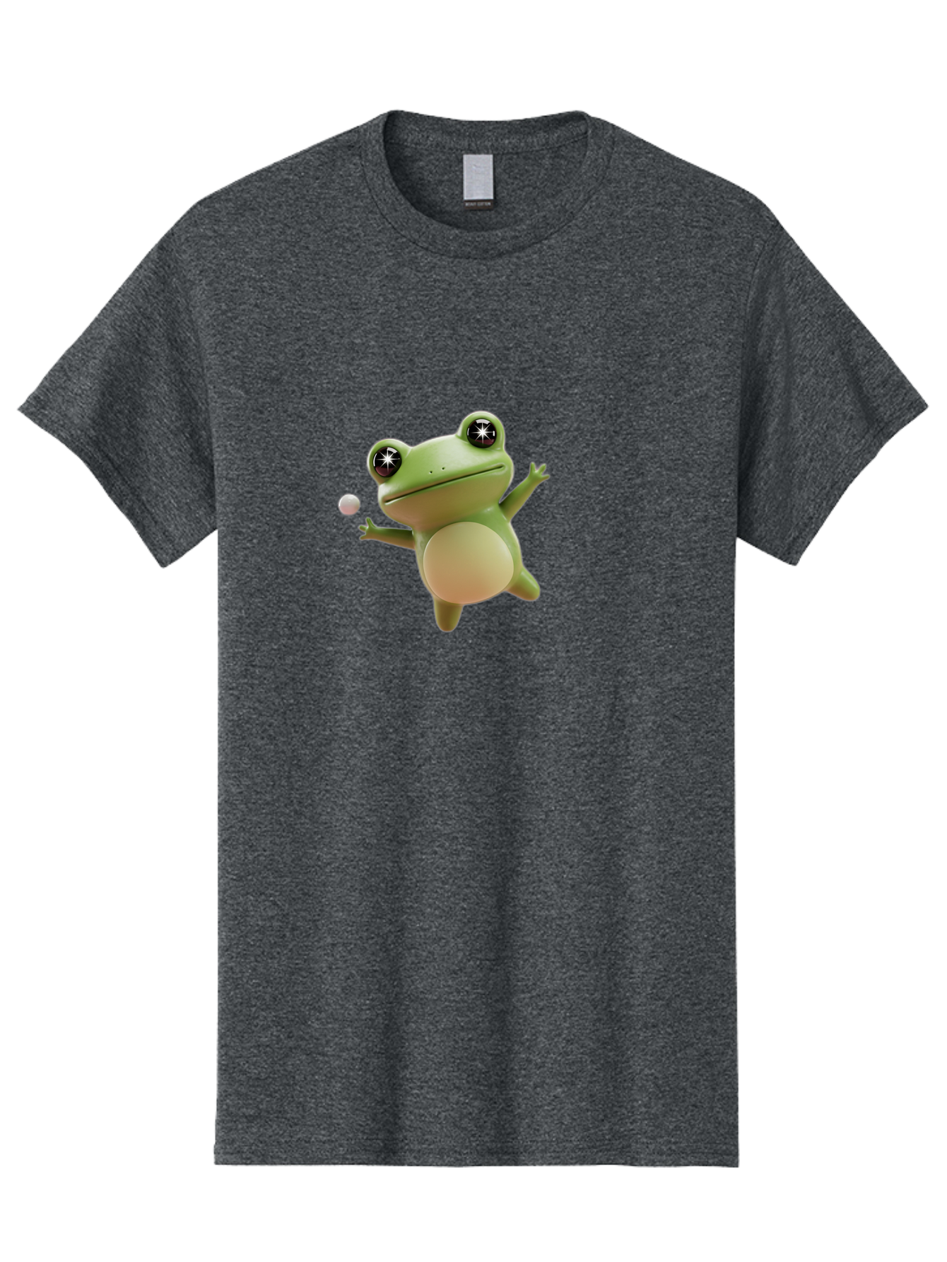 Frog Men'S Graphic Tee, 100% Cotton, Comfortable Casual Summer Wear, Machine Washable, Cartoon Frog, Playing With A Ball, Playful Frog, 3D Character, Animated Character, Funny Animal, Amusing Illustration, Frolicking Frog, Whimsical Creature Bab934