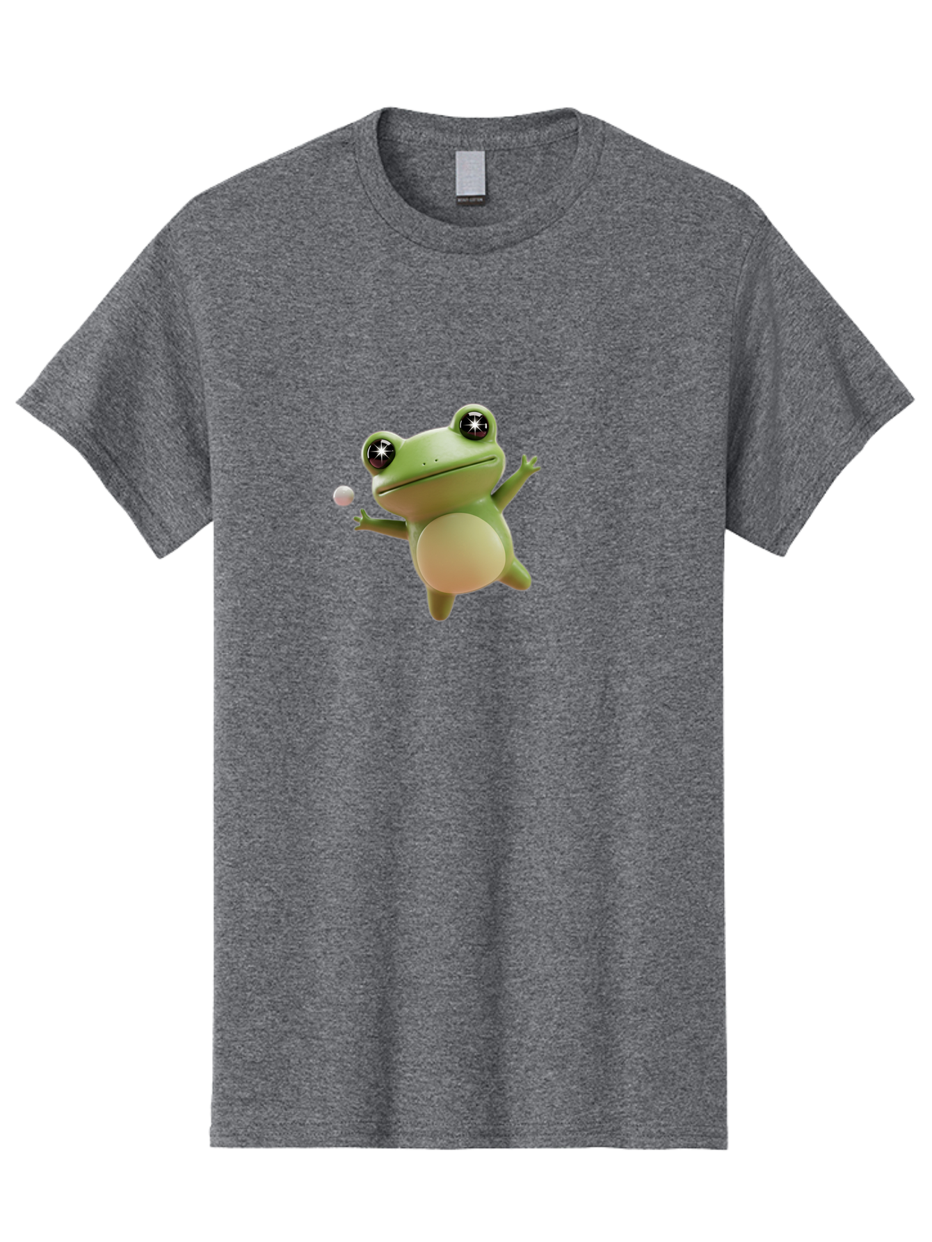 Frog Men'S Graphic Tee, 100% Cotton, Comfortable Casual Summer Wear, Machine Washable, Cartoon Frog, Playing With A Ball, Playful Frog, 3D Character, Animated Character, Funny Animal, Amusing Illustration, Frolicking Frog, Whimsical Creature Bab934