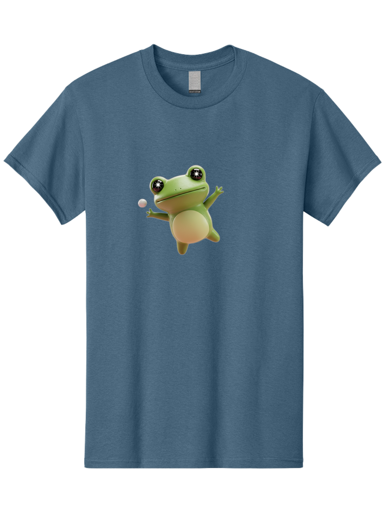 Frog Men'S Graphic Tee, 100% Cotton, Comfortable Casual Summer Wear, Machine Washable, Cartoon Frog, Playing With A Ball, Playful Frog, 3D Character, Animated Character, Funny Animal, Amusing Illustration, Frolicking Frog, Whimsical Creature Bab934
