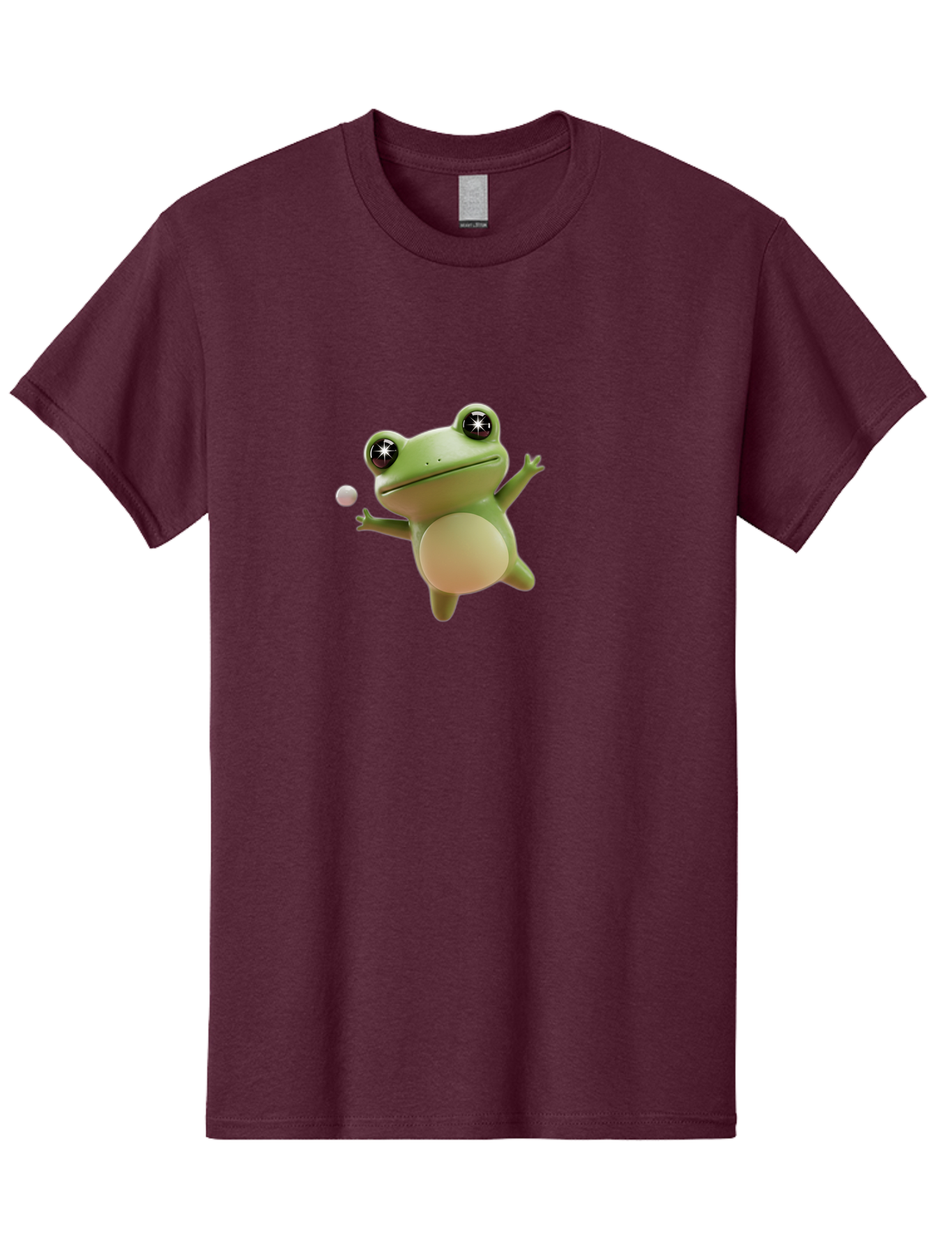 Frog Men'S Graphic Tee, 100% Cotton, Comfortable Casual Summer Wear, Machine Washable, Cartoon Frog, Playing With A Ball, Playful Frog, 3D Character, Animated Character, Funny Animal, Amusing Illustration, Frolicking Frog, Whimsical Creature Bab934