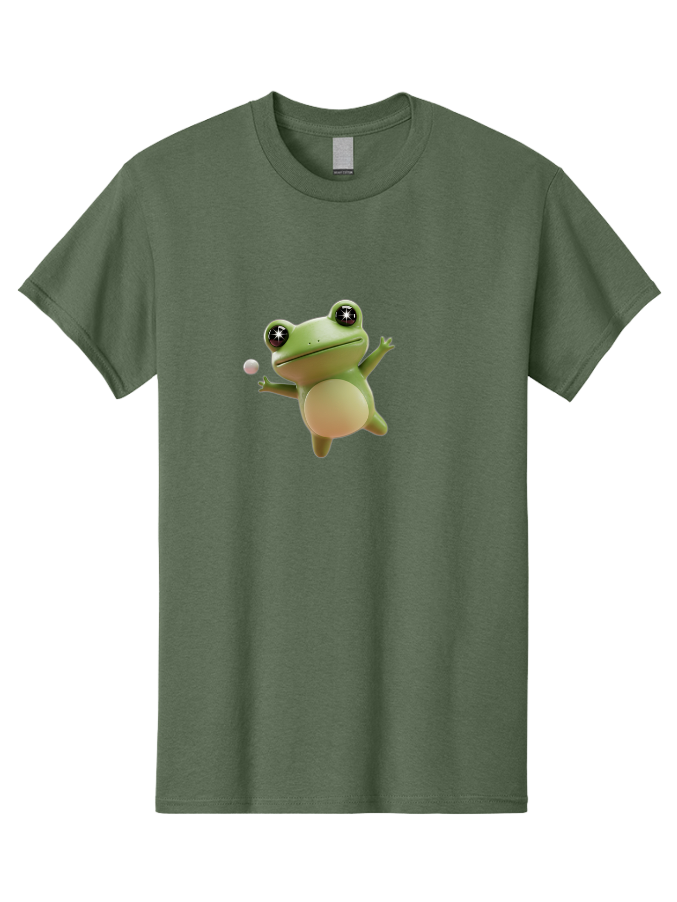 Frog Men'S Graphic Tee, 100% Cotton, Comfortable Casual Summer Wear, Machine Washable, Cartoon Frog, Playing With A Ball, Playful Frog, 3D Character, Animated Character, Funny Animal, Amusing Illustration, Frolicking Frog, Whimsical Creature Bab934
