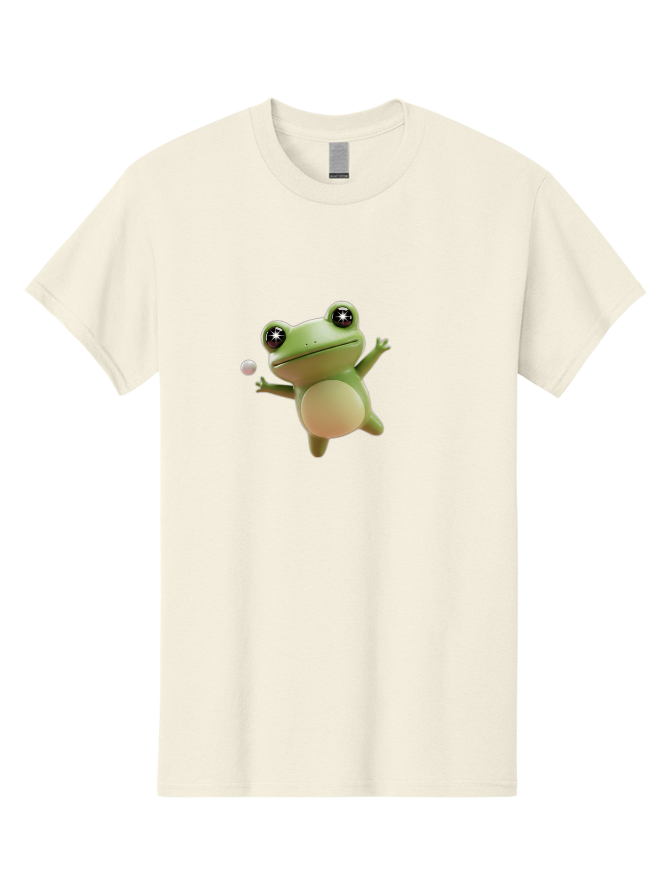 Frog Men'S Graphic Tee, 100% Cotton, Comfortable Casual Summer Wear, Machine Washable, Cartoon Frog, Playing With A Ball, Playful Frog, 3D Character, Animated Character, Funny Animal, Amusing Illustration, Frolicking Frog, Whimsical Creature Bab934