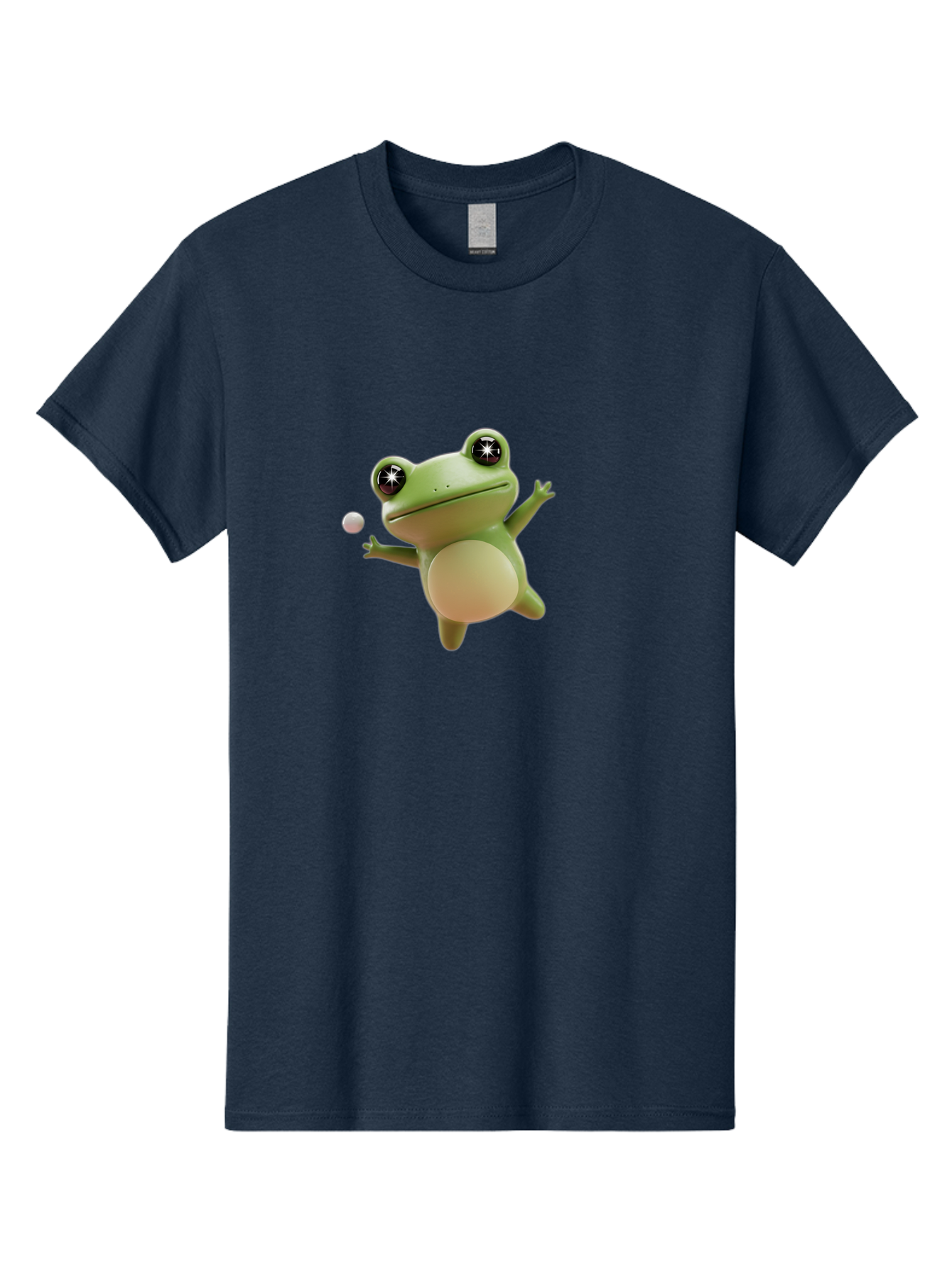 Frog Men'S Graphic Tee, 100% Cotton, Comfortable Casual Summer Wear, Machine Washable, Cartoon Frog, Playing With A Ball, Playful Frog, 3D Character, Animated Character, Funny Animal, Amusing Illustration, Frolicking Frog, Whimsical Creature Bab934