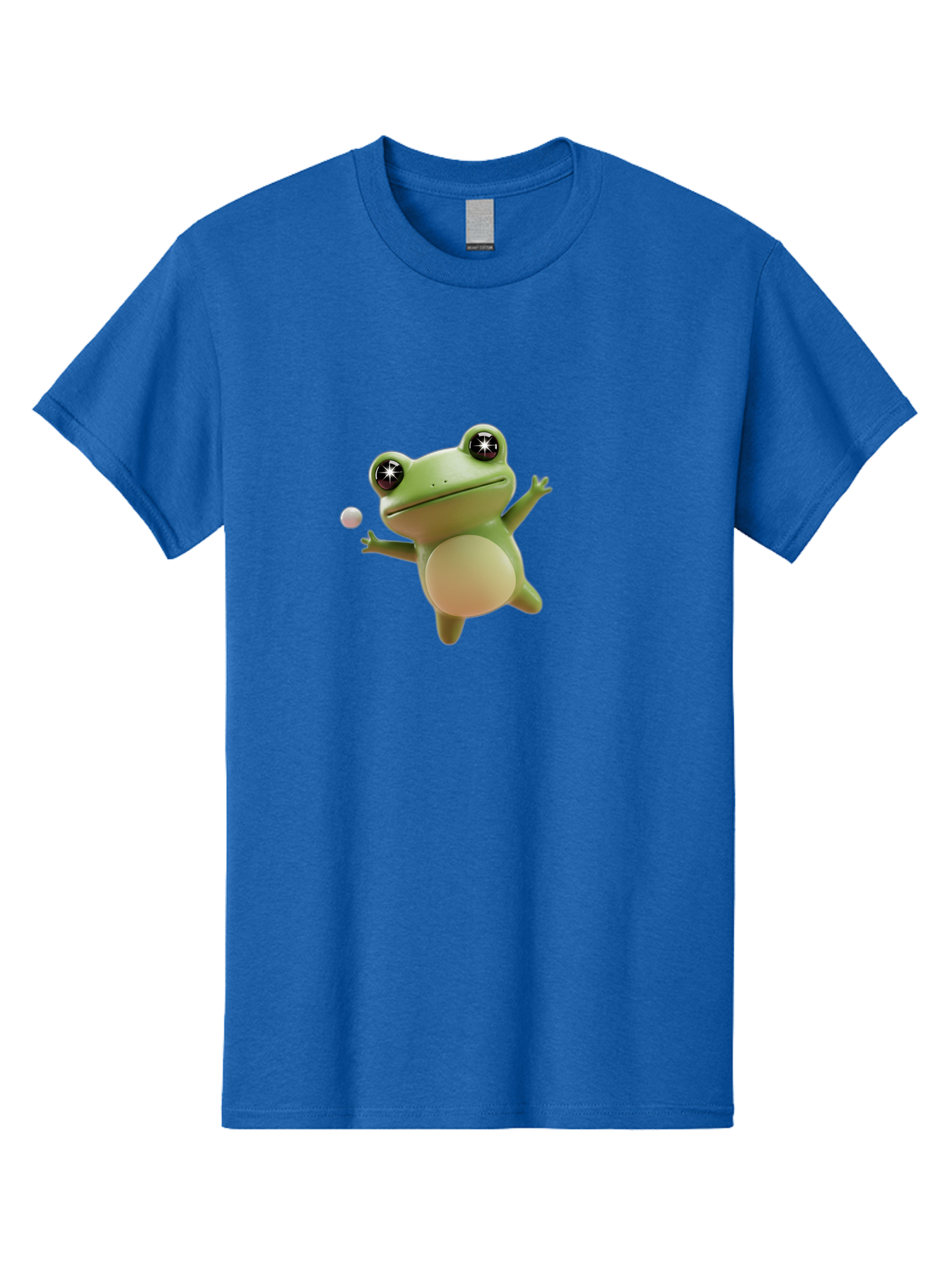 Frog Men'S Graphic Tee, 100% Cotton, Comfortable Casual Summer Wear, Machine Washable, Cartoon Frog, Playing With A Ball, Playful Frog, 3D Character, Animated Character, Funny Animal, Amusing Illustration, Frolicking Frog, Whimsical Creature Bab934